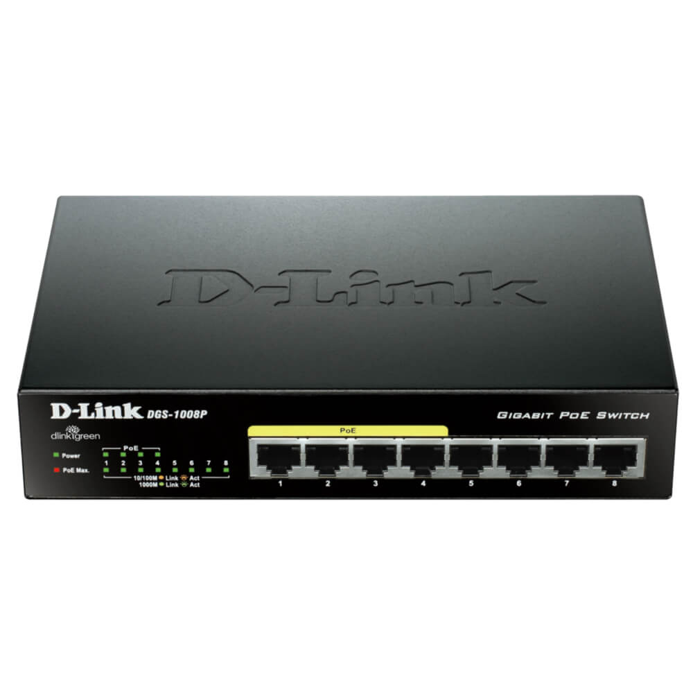  Switch D-Link DGS-1008P, 8 porturi, 10/100/1000 Mpbs 