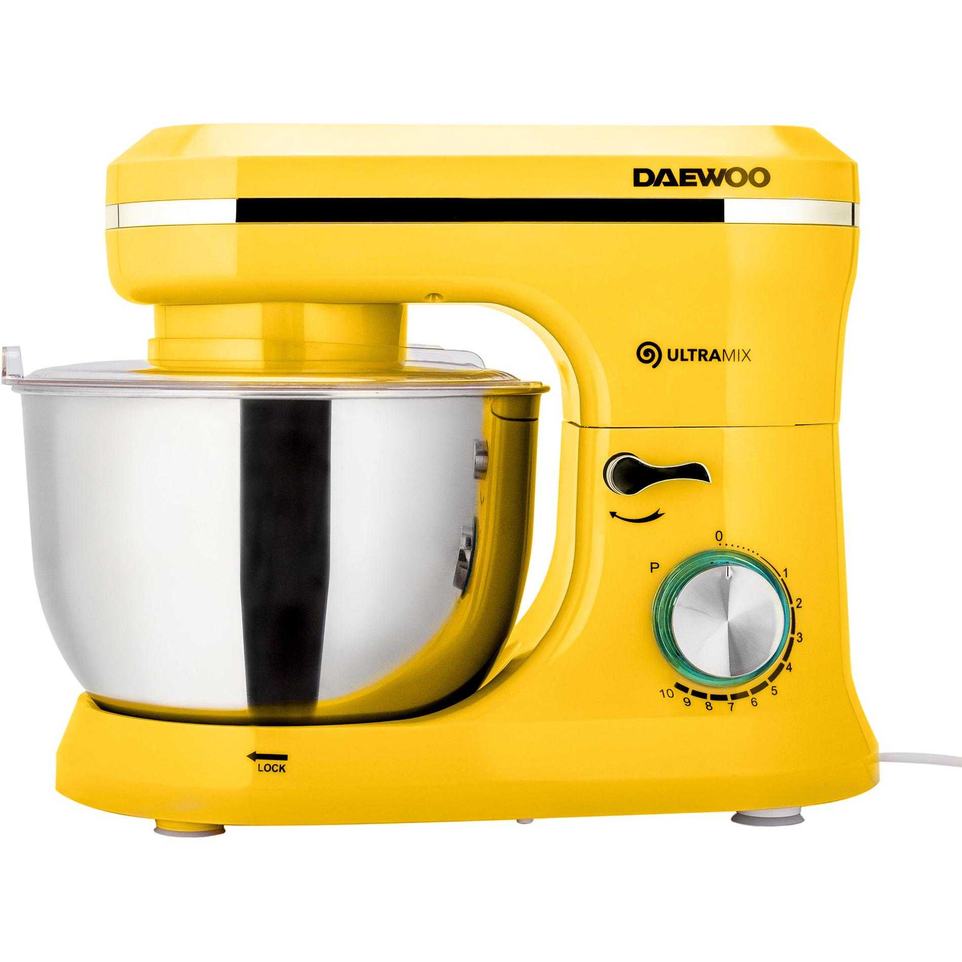  Mixer cu bol Daewoo DHM150Y, 1600 W, 4.5 l, 10 viteze, Galben 