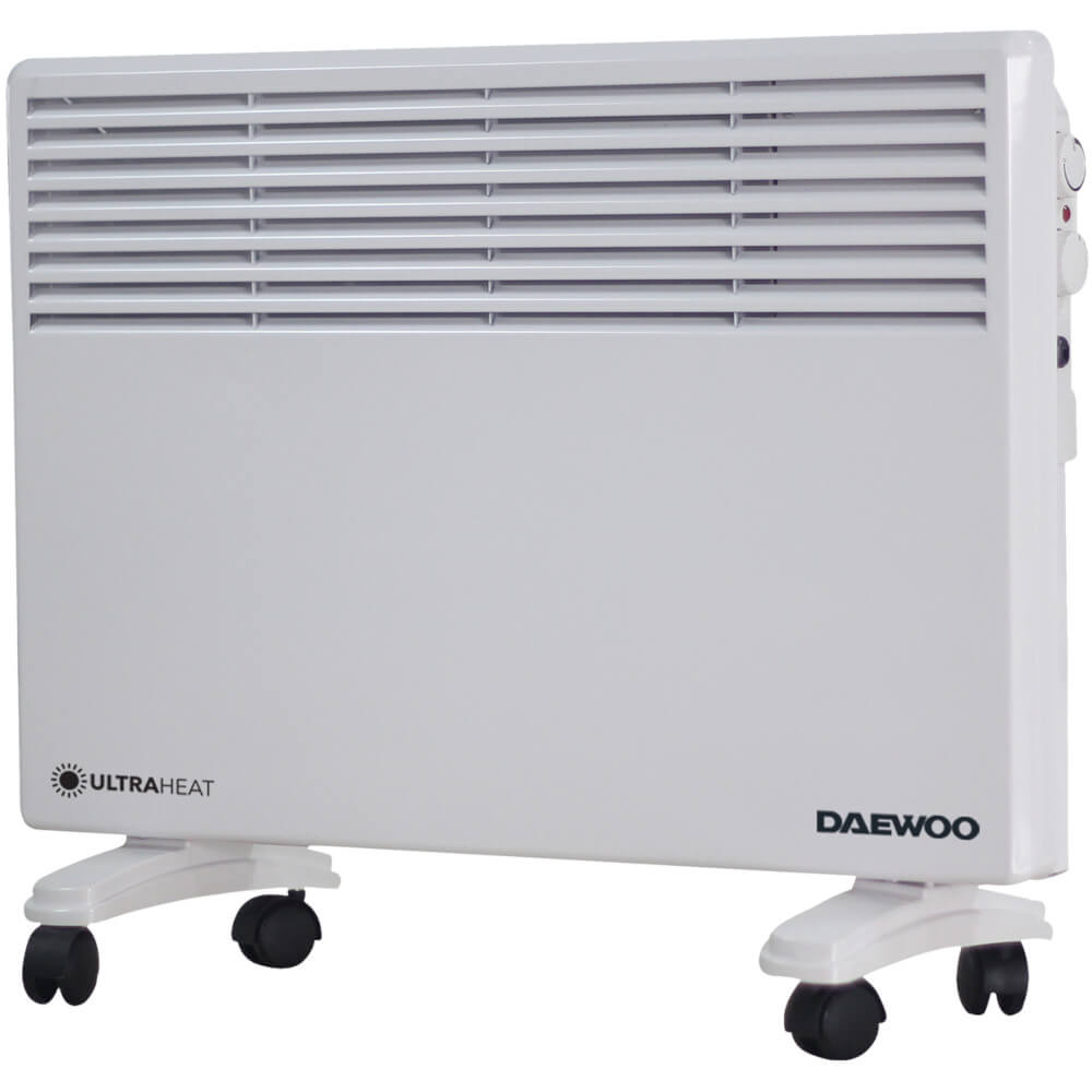  Convector electric Daewoo DPH1500W, 1500 W, 2 trepte de putere, Protectie la supraincalzire, Termostat reglabil, Indicator luminos, Alb 