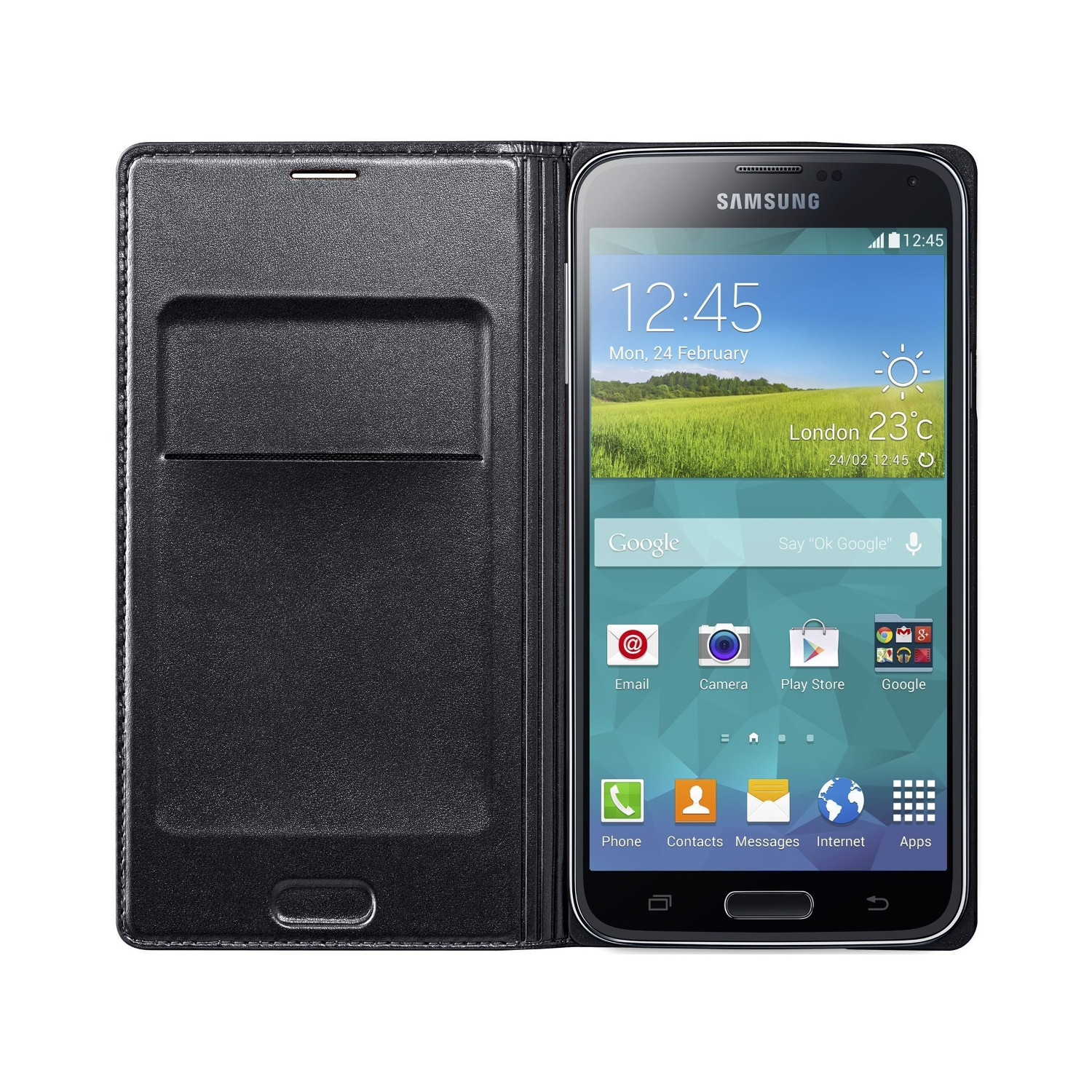  Husa Flip Wallet Samsung EF-WG900BKEGWW pentru Galaxy S5, Negru 
