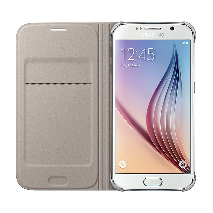  Husa Flip Wallet Samsung pentru Galaxy S6, Auriu 