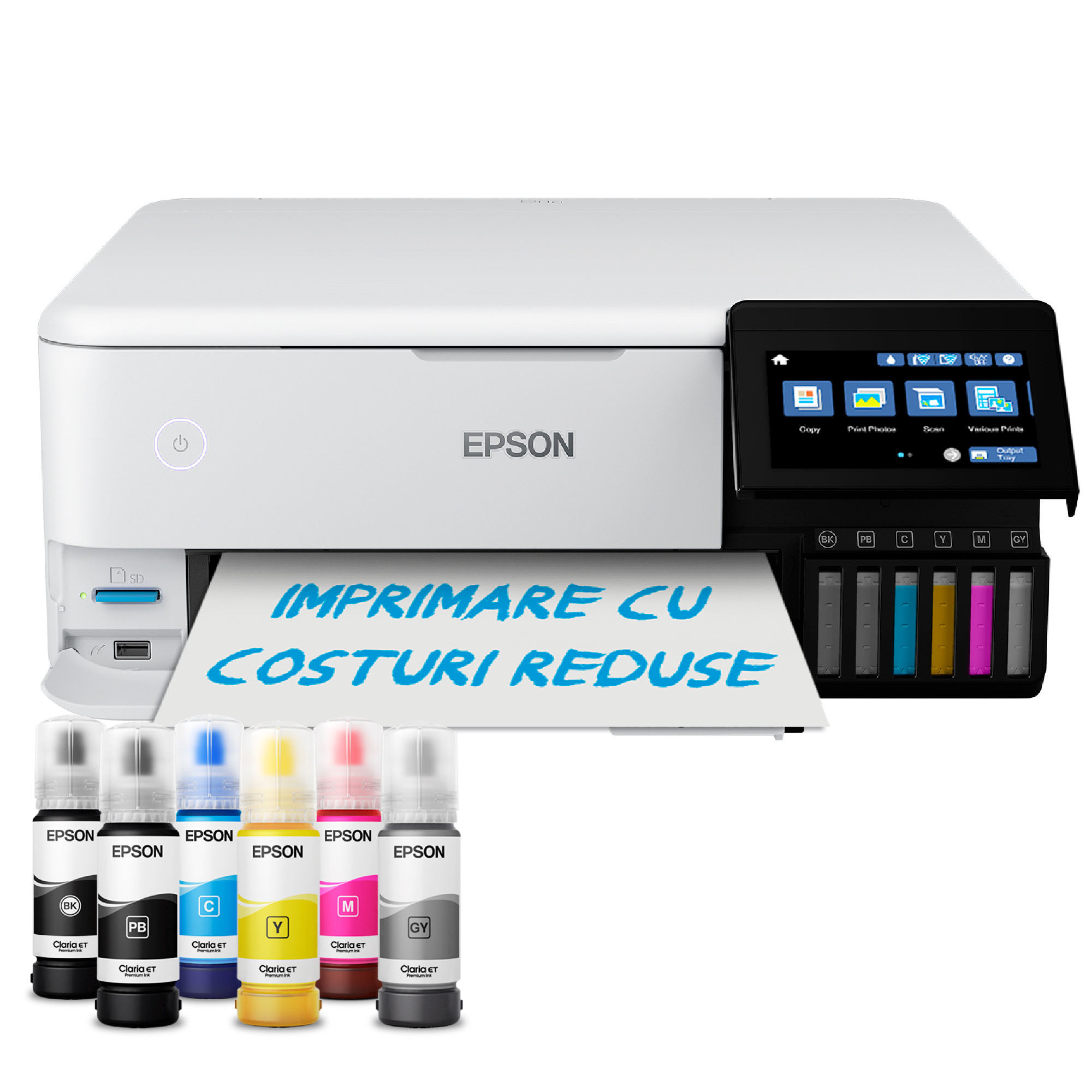 Multifunctional inkjet color Epson L8160 CISS, A4, Retea, Wireless, Alb