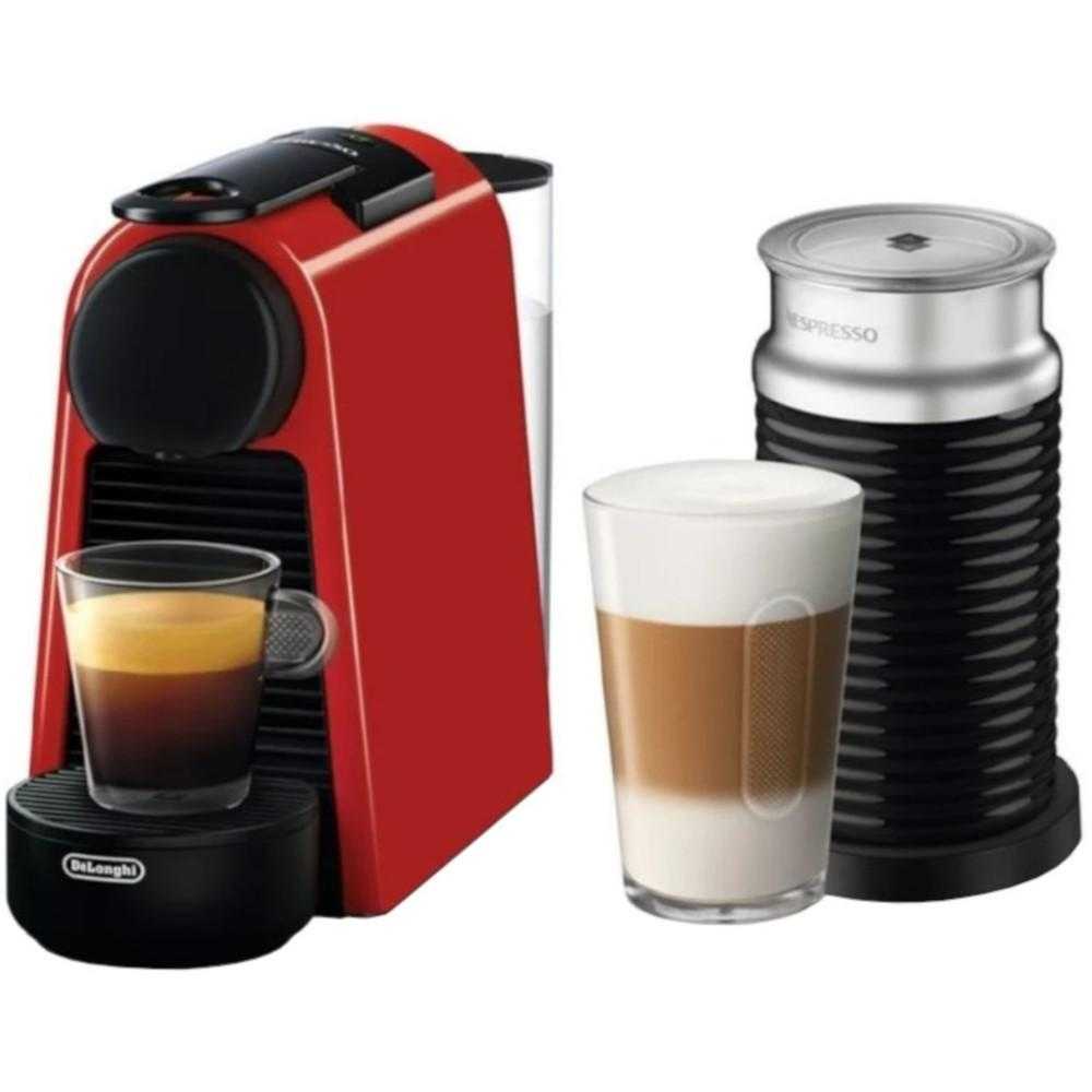 Espressor Nespresso Delonghi Essenza Mini En85.rae, 1260 W, 0.6 L, 19 Bar, Rosu + Aparat Pentru Spumare Lapte Aeroccino