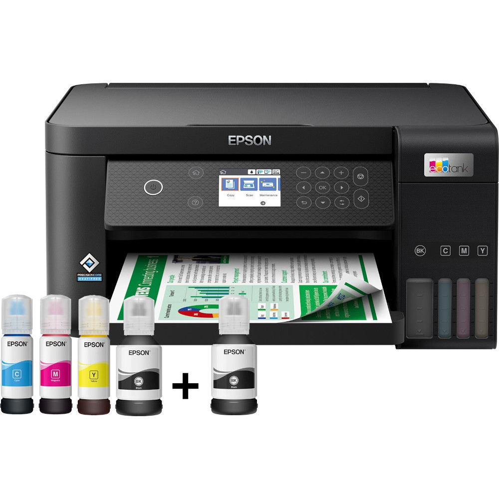  Multifunctional Inkjet color Epson EcoTank L6260, A4, USB, Ethernet, WiFi, Wi-Fi Direct, Ecran Led 3.8 cm, Apple AirPrint, Epson Connect , Negru 