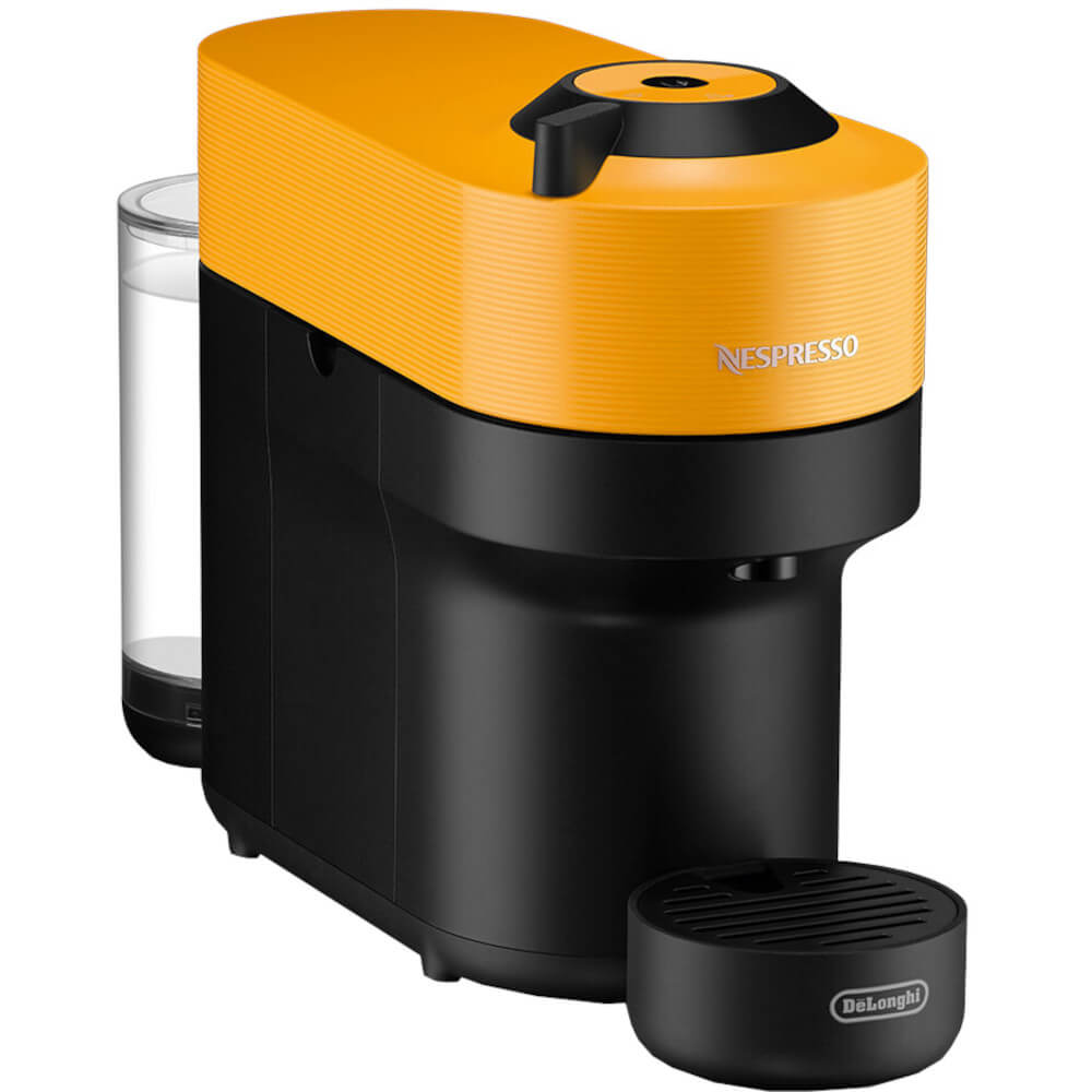 Espressor cu capsule Nespresso DeLonghi Vertuo Pop ENV90.Y, 1260 W, Extractie prin Centrifusion, Control prin Bluetooth si Wi-Fi, 0.6 L, 12 capsule cadou, Galben
