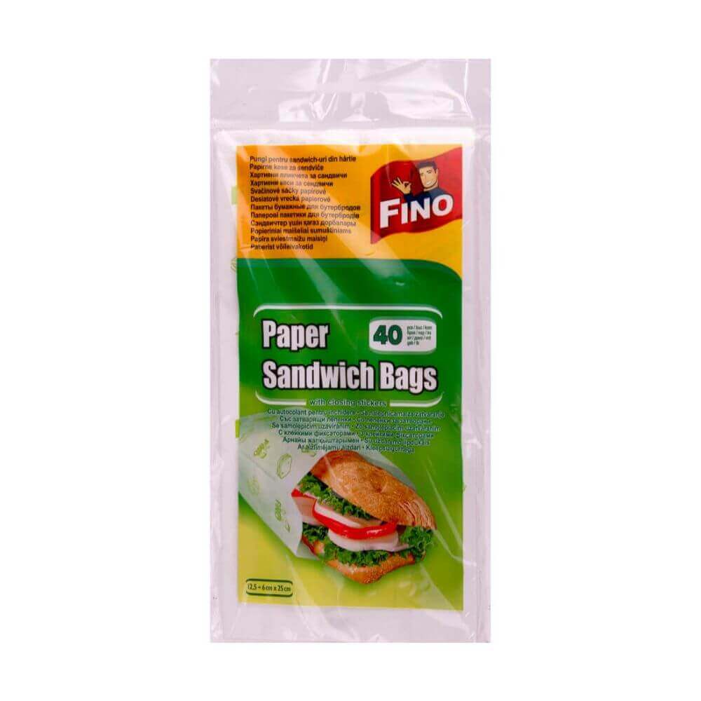 Pungi Sandwich Hartie Fino, 12.5x6x25 cm, 40 Buc/Set