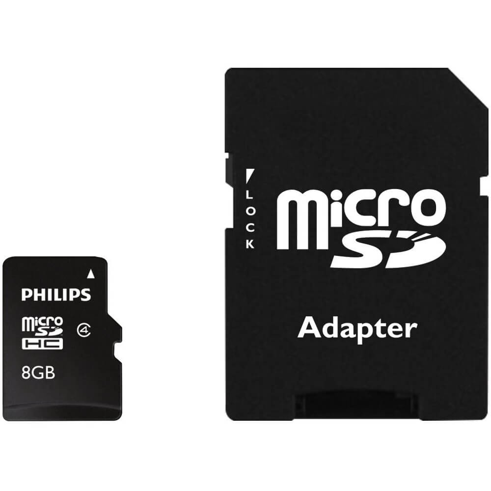  Card memorie Philips microSDHC FM08MP35B/10, 8GB, Clasa 4, Adaptor SD 