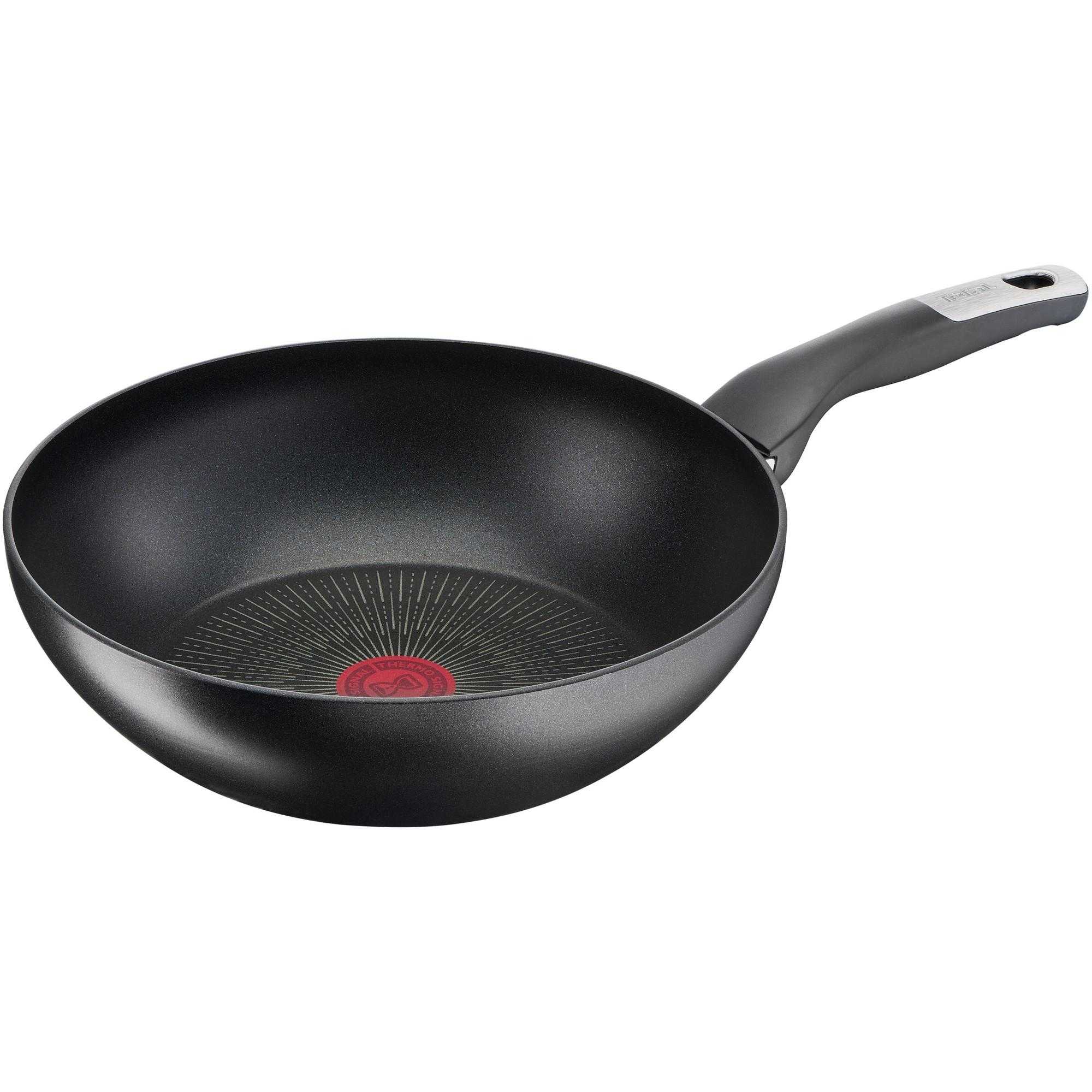 Tigaie cu maner wok Tefal Unlimited G2551972, 28 cm, indicator Thermo Signal, inductie