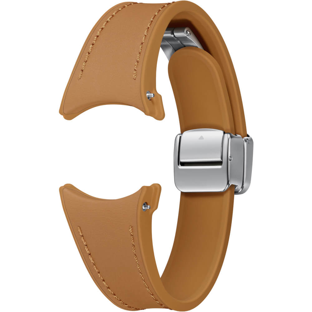  Galaxy Watch D-Buckle Hybrid Leather Band pentru Samsung Galaxy Watch6, 20 mm, Slim, S/M, Camel 