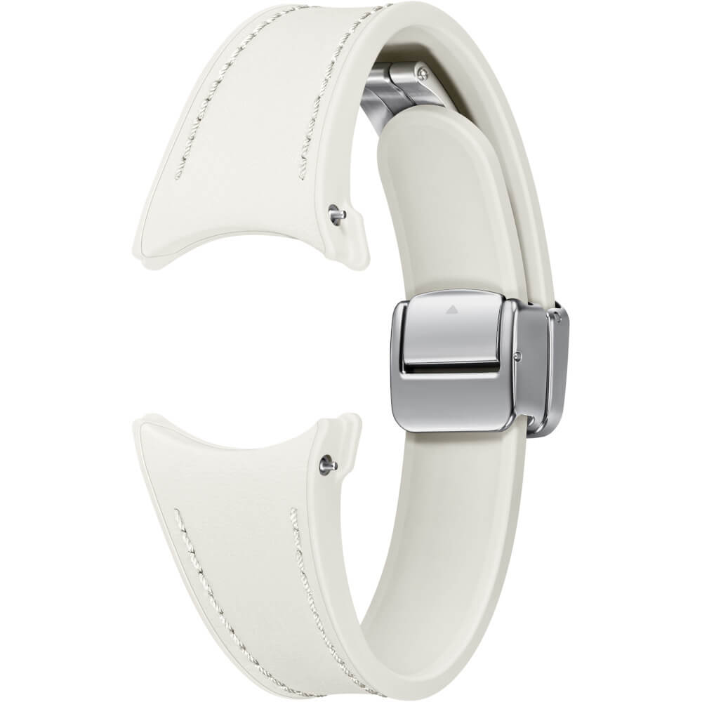 Galaxy Watch D-buckle Hybrid Leather Band Pentru Samsung Galaxy Watch6, 20 Mm, Slim, S/m, Cream
