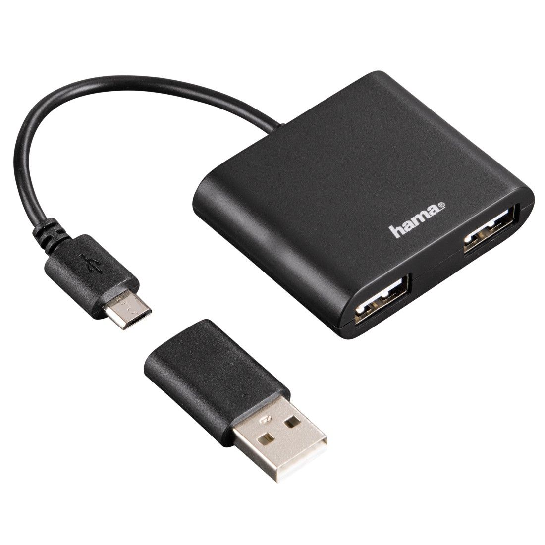  Adaptor USB Hama 54140, 2.0, 2 porturi, OTG, Negru 