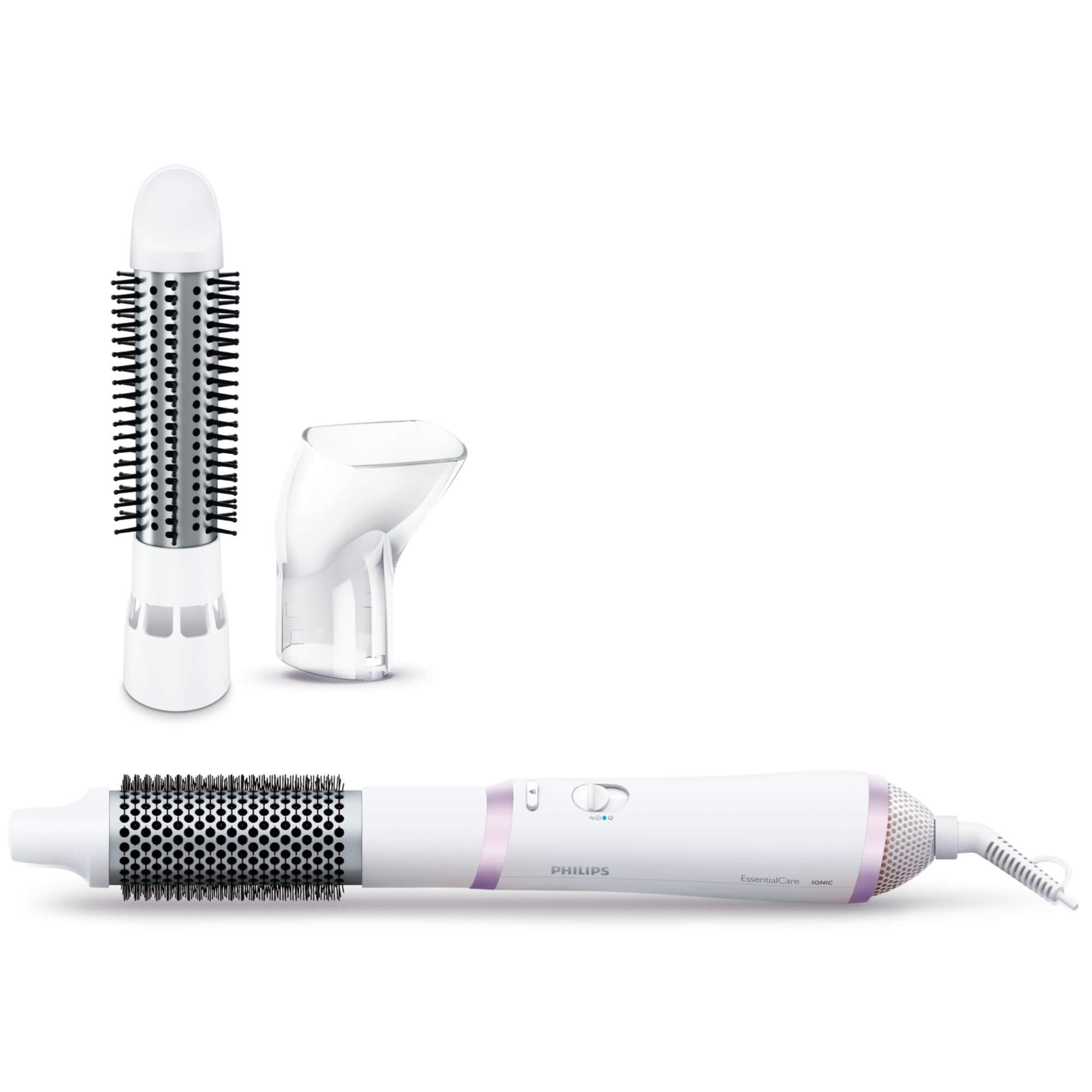 Perie cu aer cald Philips Essential Care Airstyler HP8662/00, 800 W, Ionizare, ThermoProtect, 3 accesorii, Alb