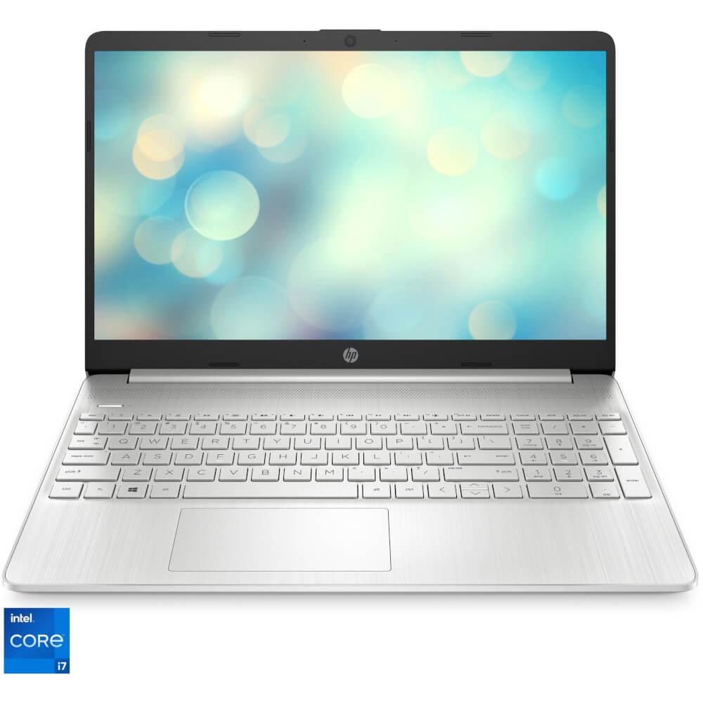Laptop HP 15s-fq5009nq, 15.6?, Full HD, Intel Core i7-1255U, 16GB RAM, 512GB SSD, Intel Iris Xe Graphics, No OS, Argintiu