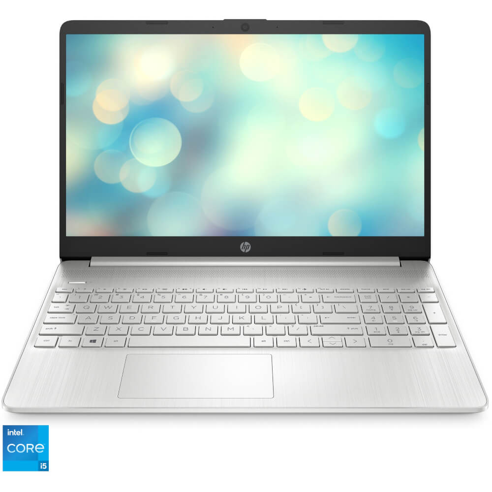  Laptop HP 15s-fq5029nq, 15.6", Full HD, Intel Core i5-1235U, 8GB RAM, 512GB SSD, Intel Iris Xe Graphics, No OS, Argintiu 