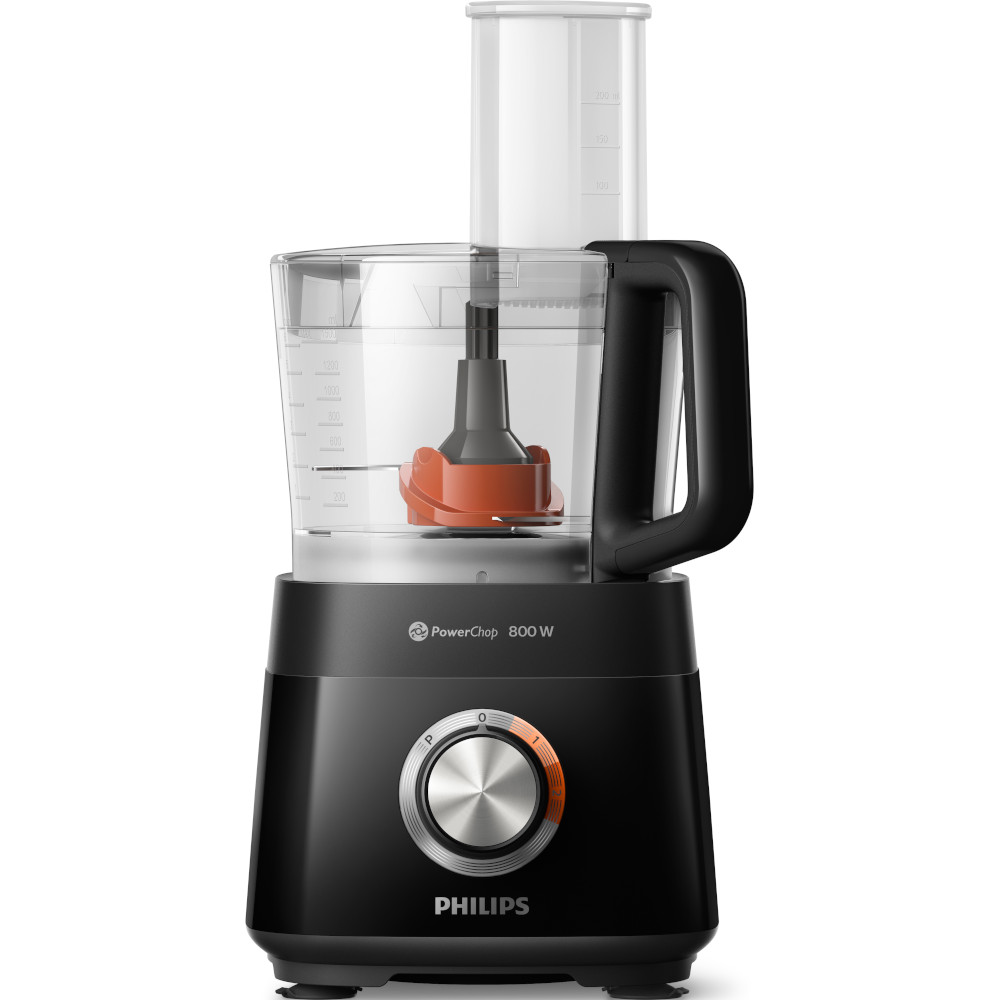 Robot De Bucatarie Hr7510/10 Philips Daily Collection, 800 W, 2 Viteze + Puls, 2.1 L, Capacitate Blender 1 L, Dispozitiv De Emulsifiere, Accesoriu De Framantare, Negru