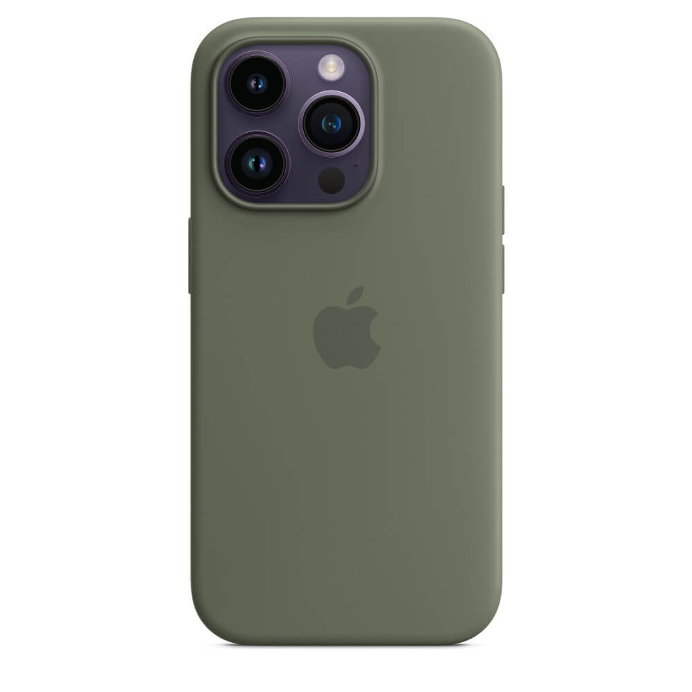 Husa de protectie Apple Silicone Case with MagSafe pentru iPhone 14 Pro, Olive