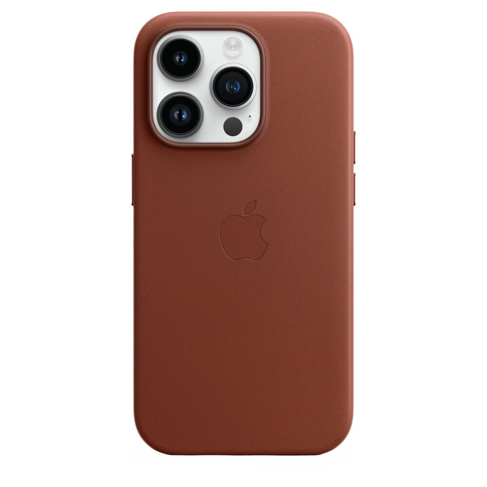 Husa de protectie Apple Leather Case with MagSafe pentru iPhone 14 Pro, Umber