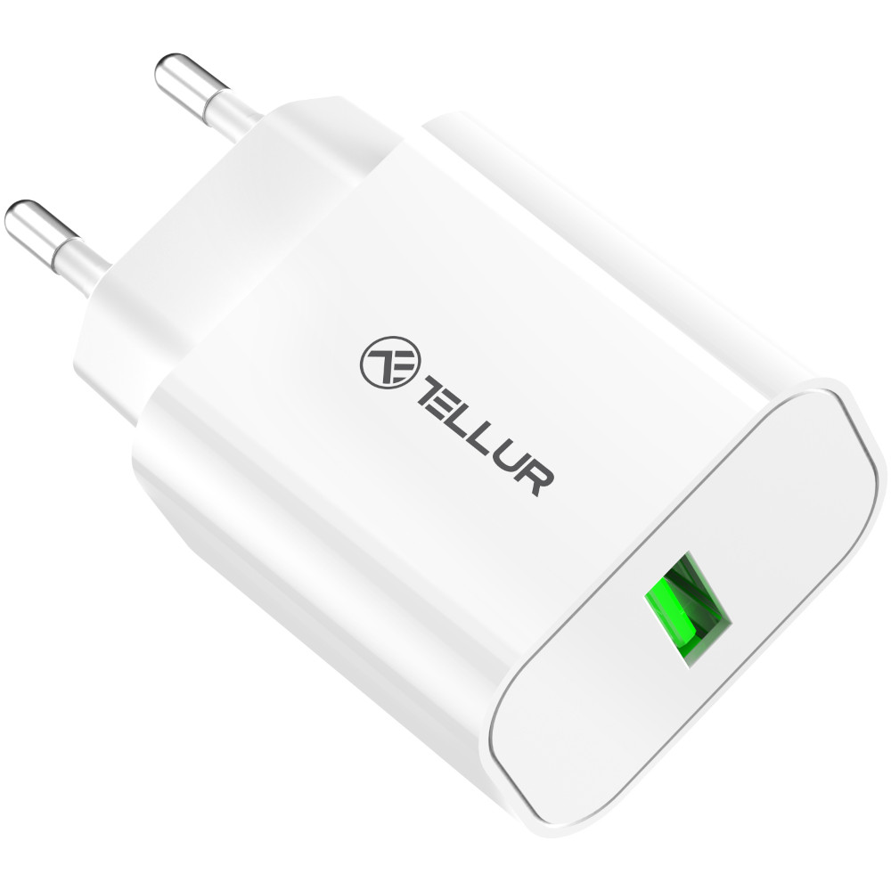  Incarcator retea Tellur TLL151401, USB-A, QC3.0, 18W, Alb 