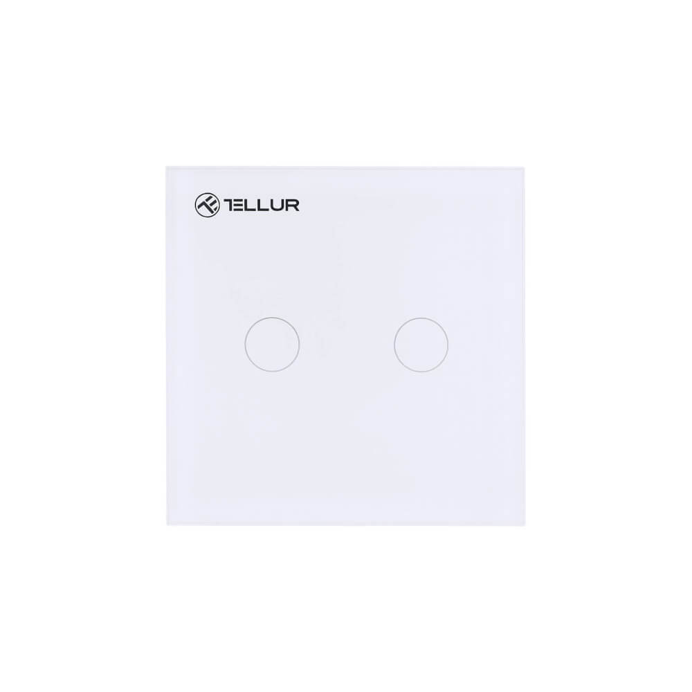  Intrerupator smart dublu Tellur TLL331051, Touch, Wireless, 1800 W, 10 A, Alb 