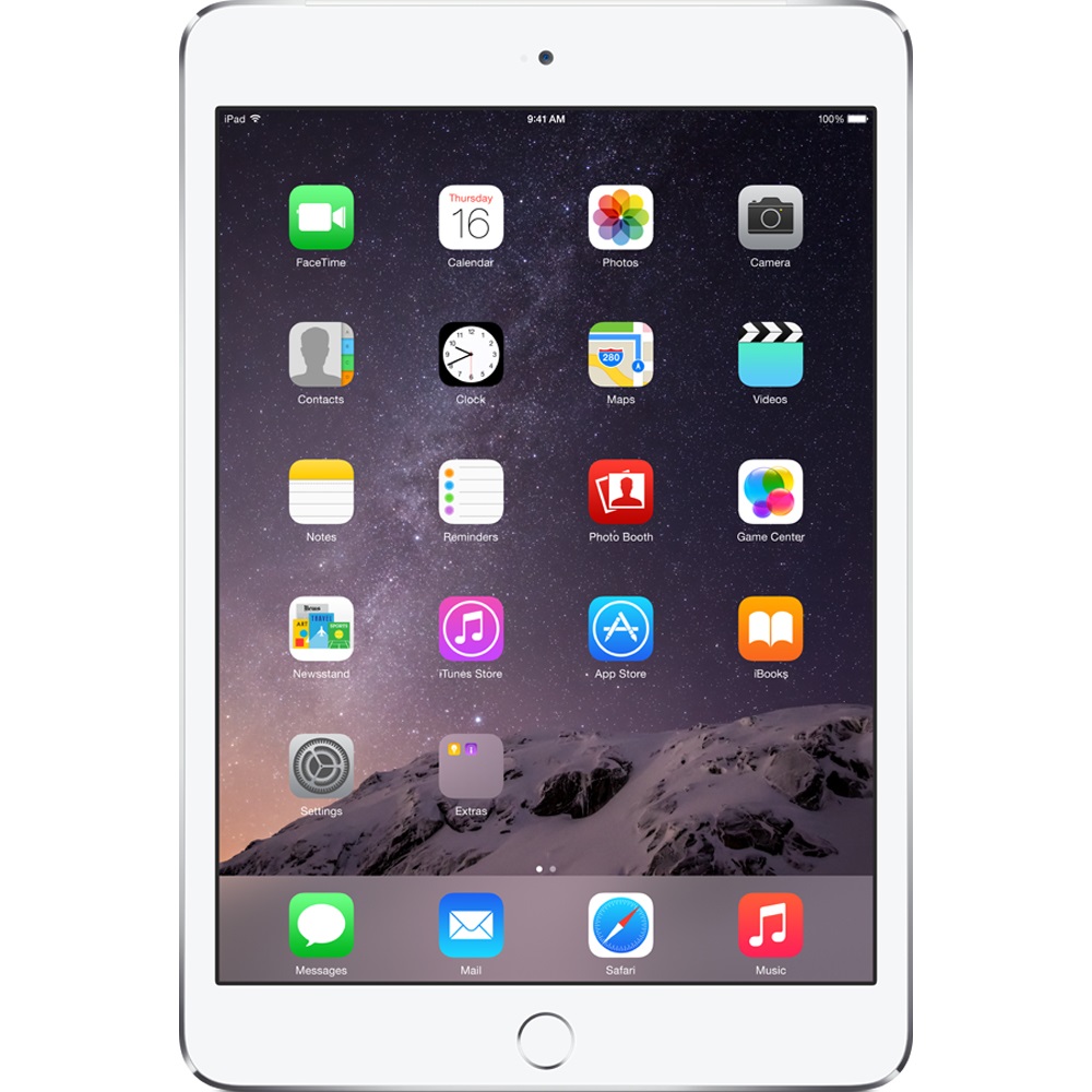  Apple iPad Mini 3, 7.9", 128GB, Dual-Core A7, Silver 