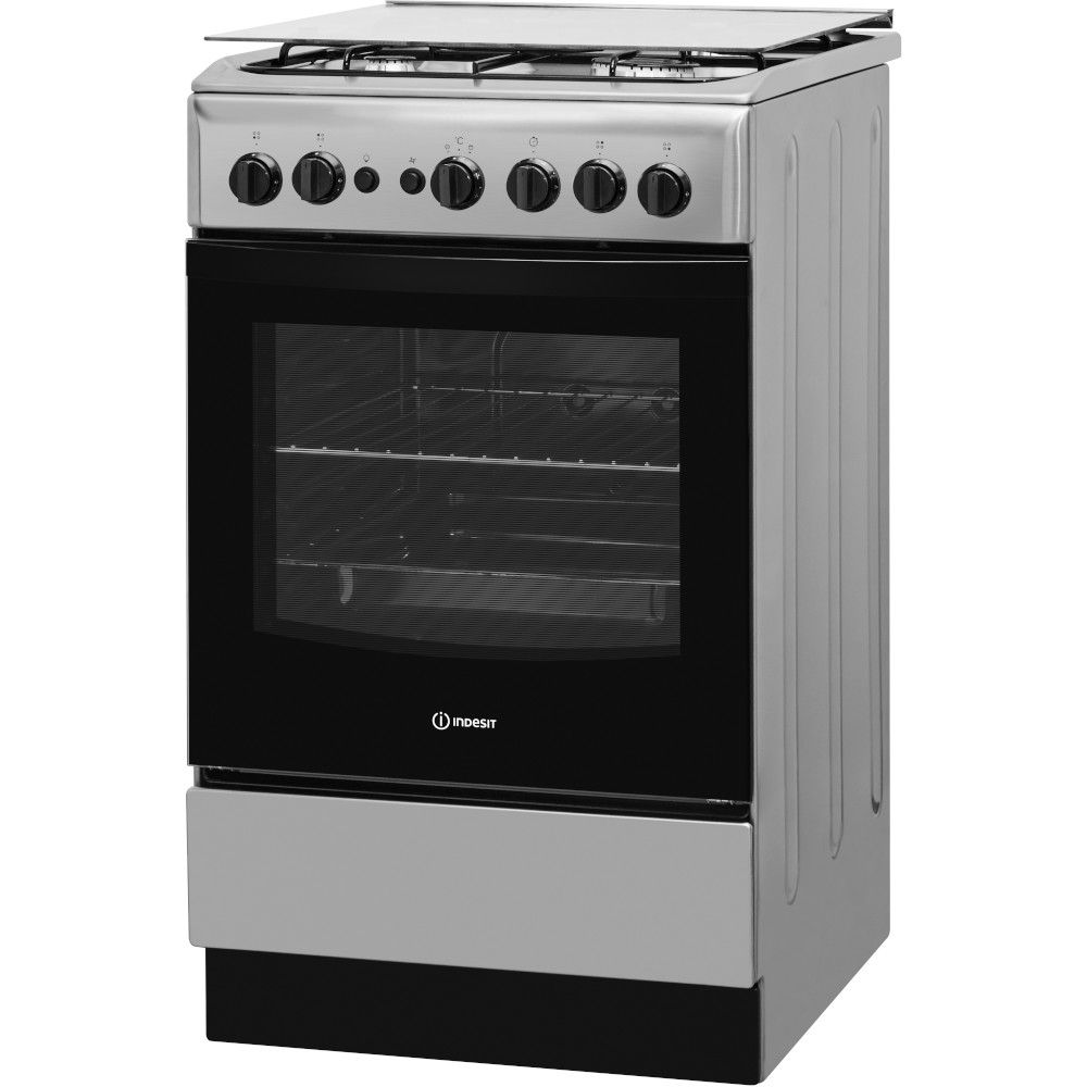  Aragaz Indesit IS5G1PMX/E, 4 arzatoare, Gaz, Aprindere electrica, Timer, Iluminare interioara, Grill, 50 cm, Inox, Clasa A 