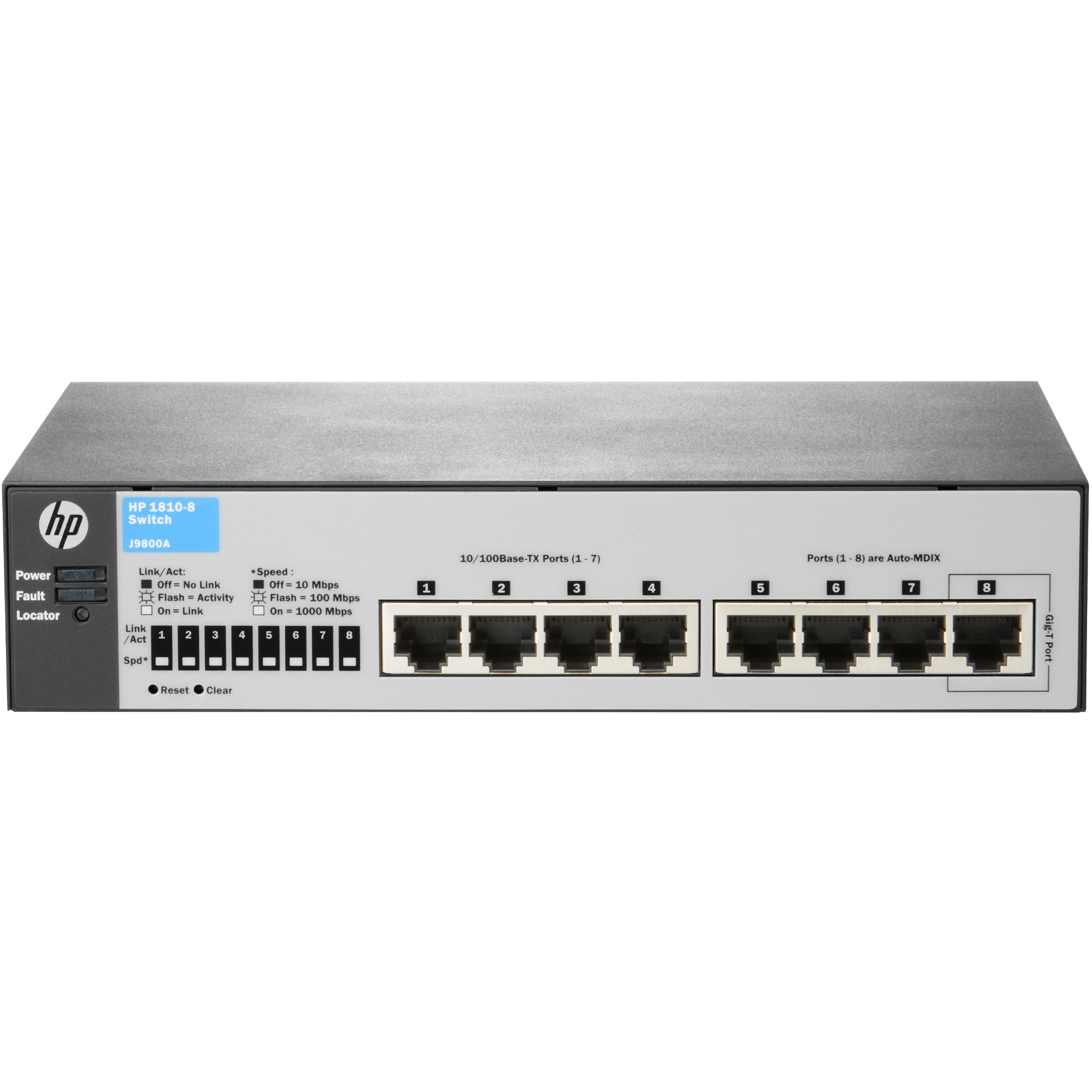  Switch HP 1810-8, 8 porturi, 7 x 10/100, 1 x 10/100/1000 
