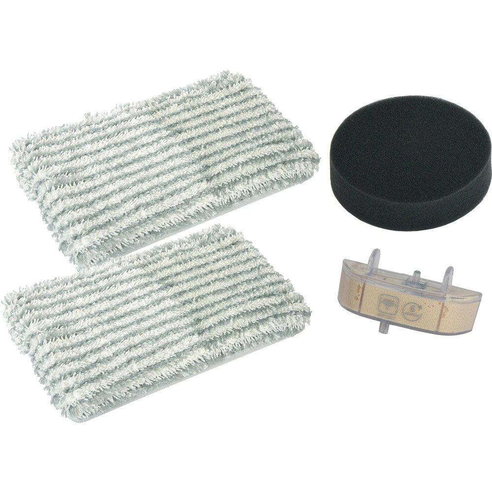 Kit intretinere Rowenta ZR005801, 1 filtru de spuma, 2 mopuri din microfibra, 1 cartus anticalcar compatibil cu Clean & Steam