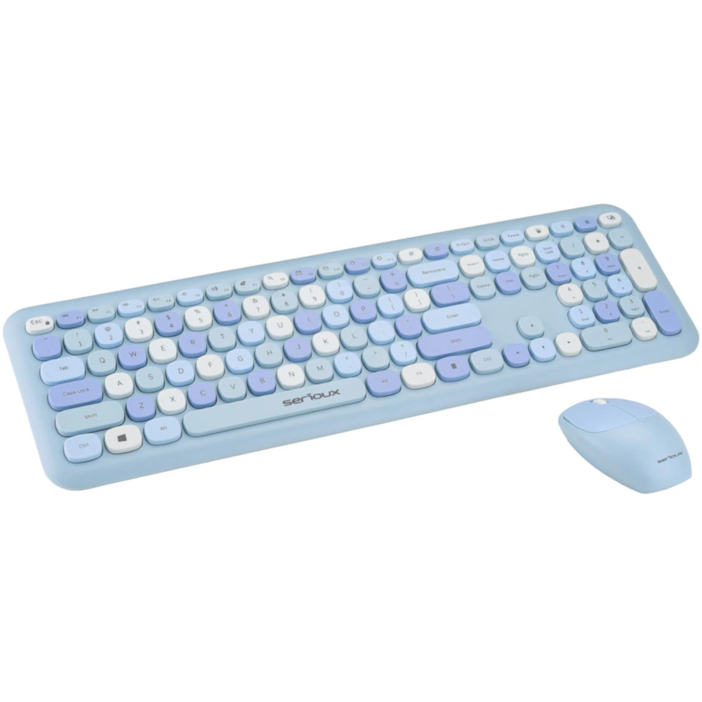 Kit tastatura si mouse wireless Serioux Colorful 9920BL, Albastru