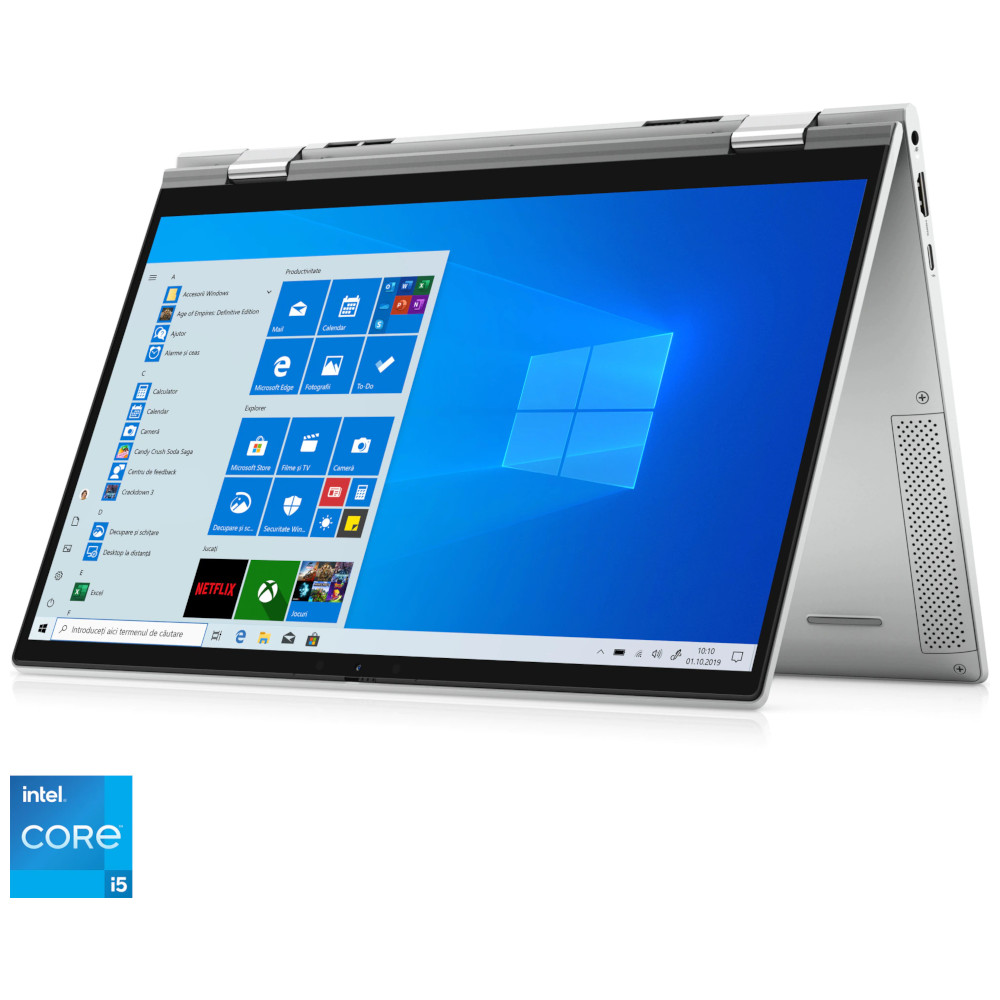  Laptop 2-in-1 Dell Inspiron DI137306I71632512W, Intel Core i7-1165G7, 13.3inch Touchscreen, 16GB, SSD 512GB, Intel Iris Xe Graphics, Windows 10 Home, Argintiu 