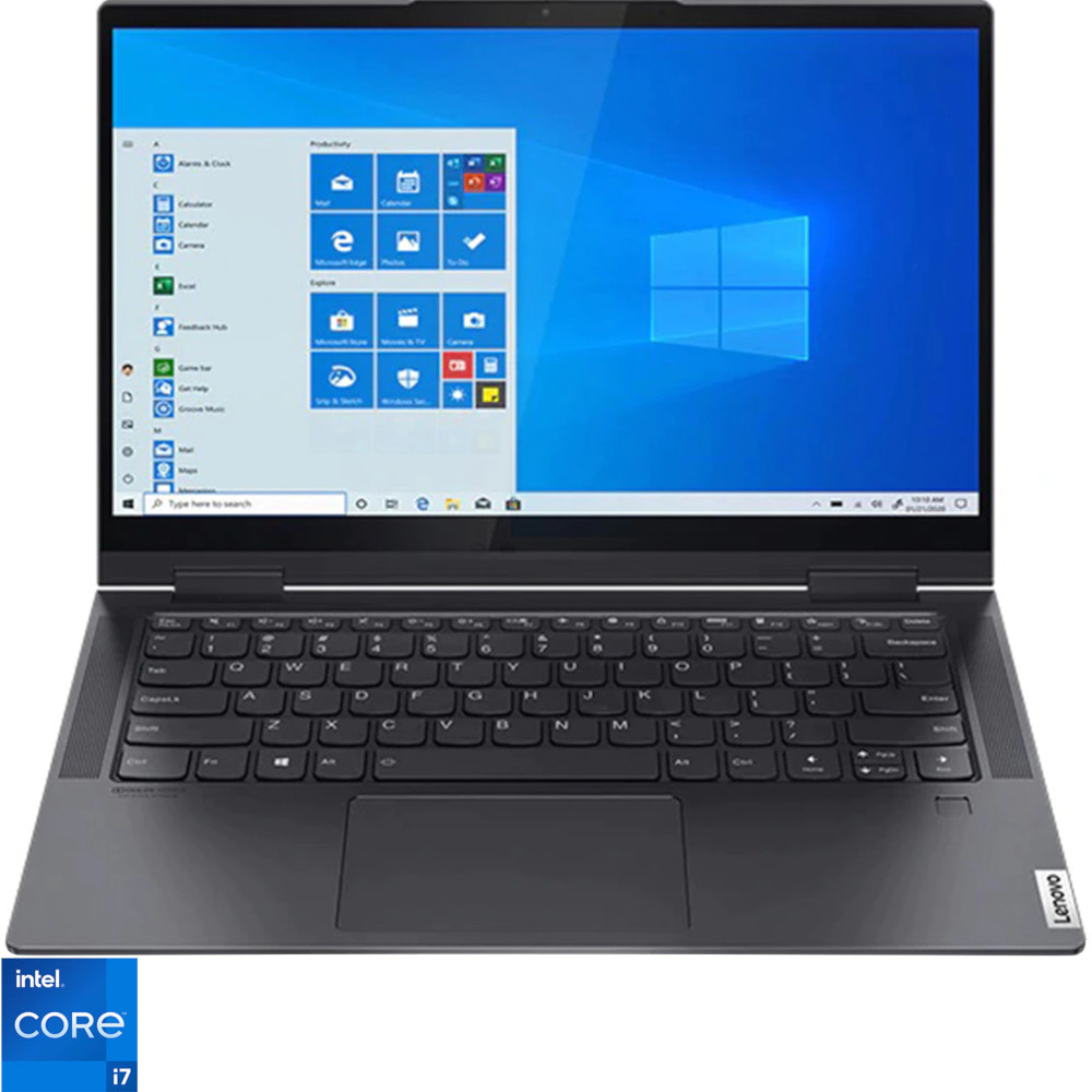  Laptop 2 in 1 Lenovo Yoga 7 14ITL5, 14inch, Full HD, TouchScreen, Intel Core i7-1165G7, 16GB, 1TB SSD, Intel Iris Xe Graphics, Windows 10 Home, Slate Grey 