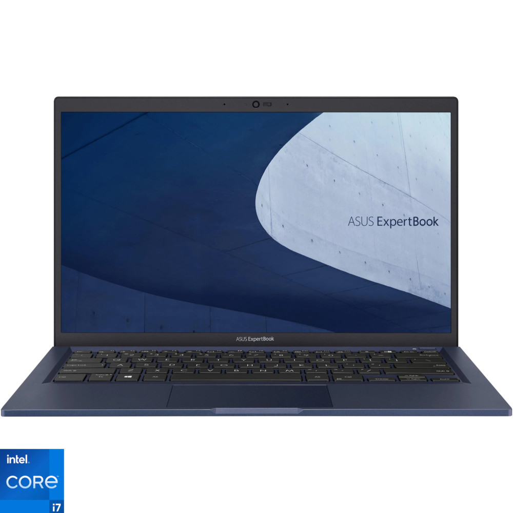  Laptop ultraportabil ASUS ExpertBook B1400CEAE, 14 inch, Full HD, Intel Core i7-1165G7, 16GB, 1TB HDD, 512GB SSD, Intel Iris Xe Graphics, Free DOS, Star Black 