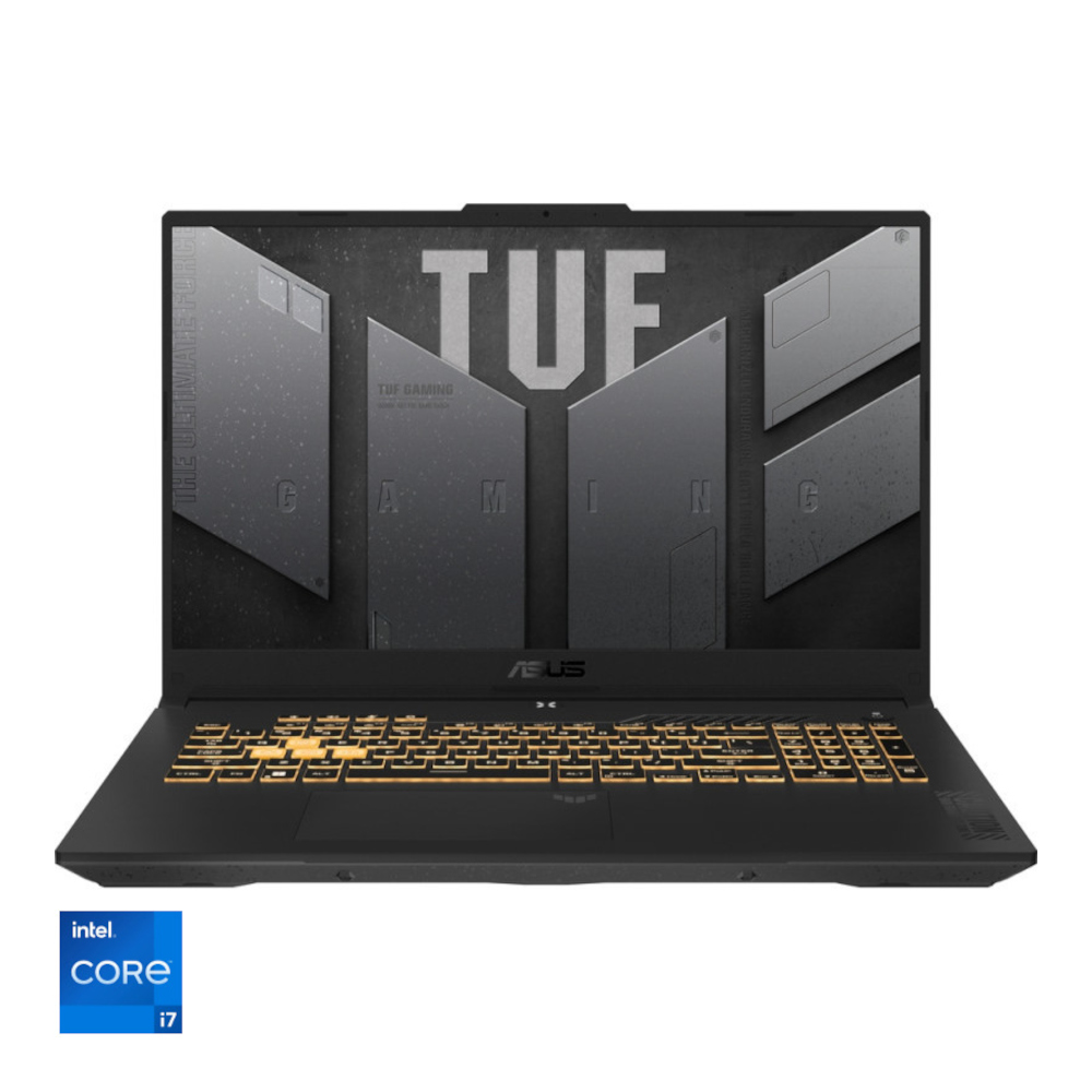 Laptop gaming Asus TUF F17 FX707ZU4, 17.3, Full HD, Intel Core i7-12700H, 16GB RAM, 512GB SSD, GeForce RTX 4050, No OS, Mecha Gray
