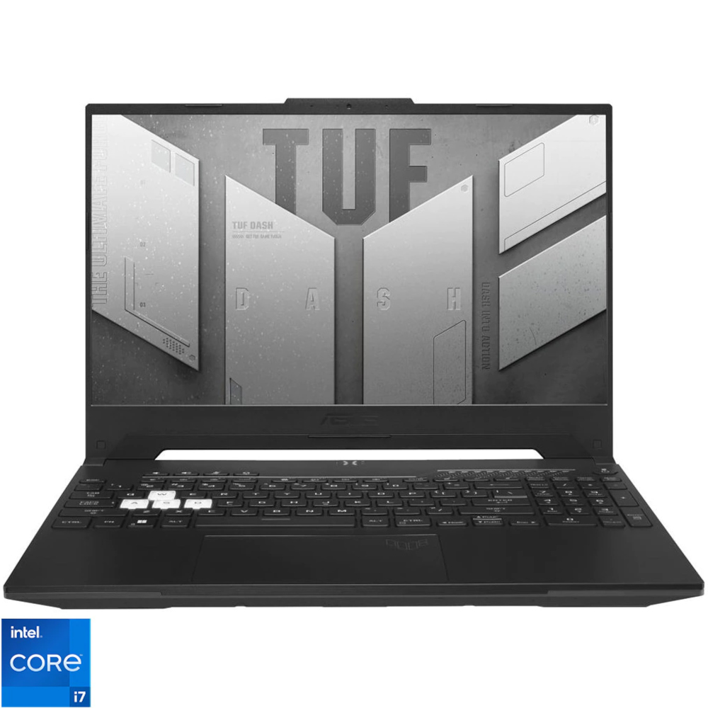  Laptop Gaming Asus TUF Dash F15 FX517ZE, 15.6", Full HD, 144 Hz, Intel Core i7-12650H, 16GB RAM, 512GB SSD, GeForce RTX 3050 Ti, No OS, Off Black 