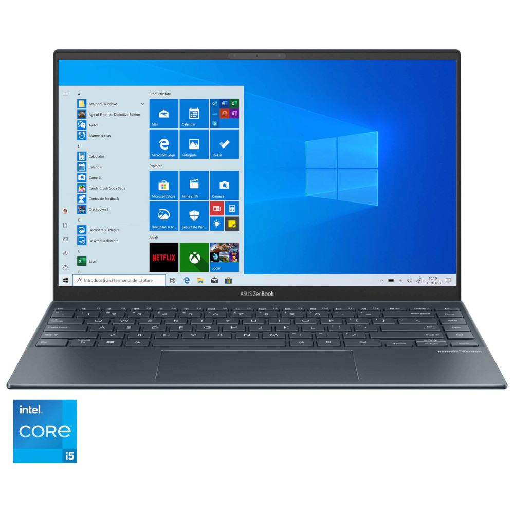 Laptop ultraportabil ASUS ZenBook 14 UX425EA Intel Core i5-1135G7, 14?, Full HD, 8GB, 512GB SSD, Intel Iris Xe Graphics, Windows 10 Home, Gri ASUS imagine noua idaho.ro