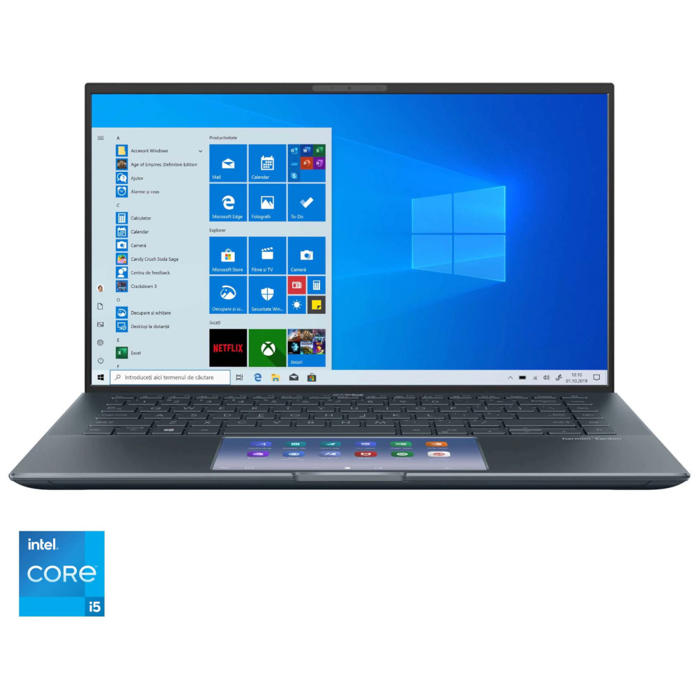 Laptop ultraportabil ASUS ZenBook 14 UX435EG-A5005T, Intel Core i7-1165G7, 14?, Full HD, 16GB, 512GB SSD, NVIDIA GeForce MX450 2GB, Windows 10 Home, Gri ASUS imagine noua idaho.ro