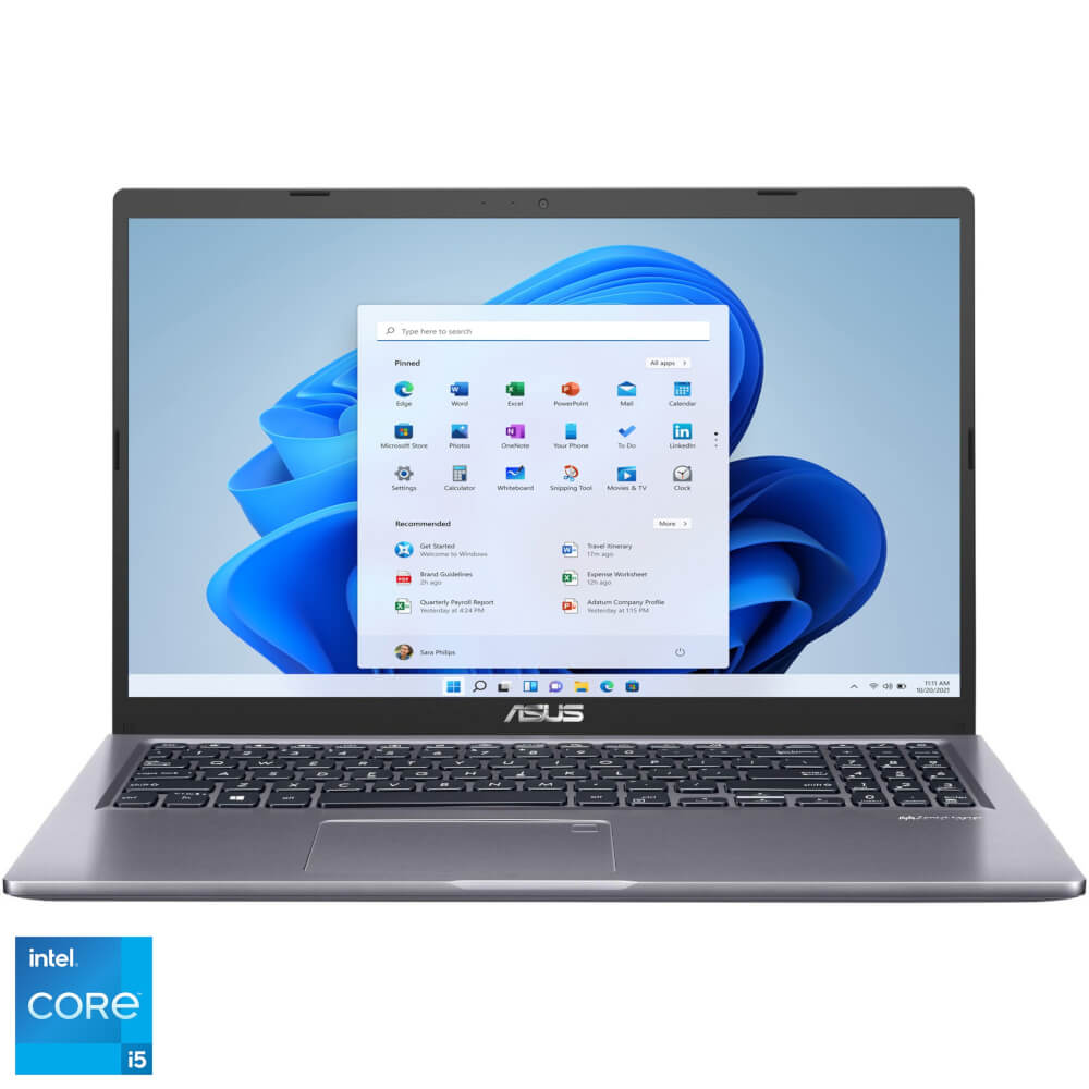  Laptop Asus X515EA-BQ1114W, 15.6", Full HD, Intel Core i5-1135G7, 8GB RAM, 512GB SSD, Intel Iris Xe Graphics, Windows 11 Home, Slate Grey 