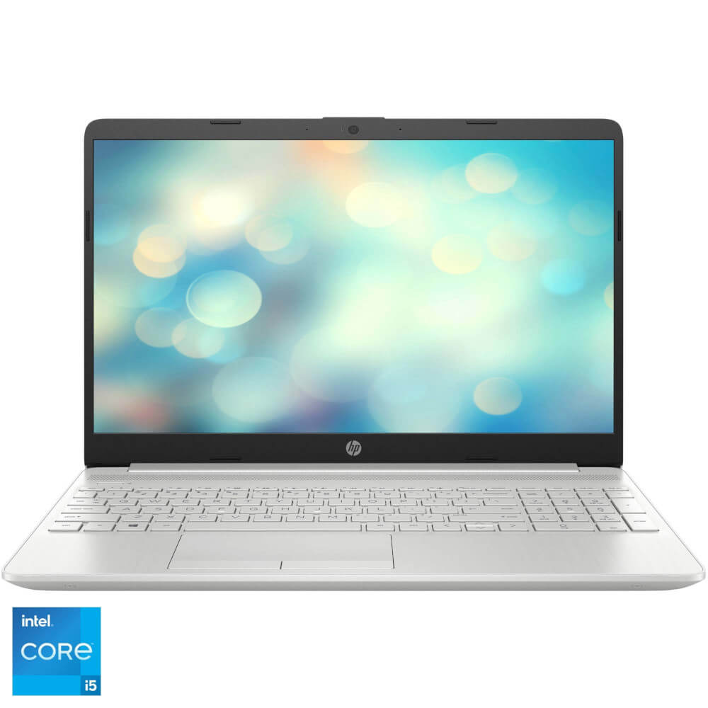  Laptop HP 15-dw3040nq, 15.6", Full HD, Intel Core i5-1135G7, 8GB RAM, 256GB SSD, Intel Iris Xe Graphics, Free DOS, Argintiu 