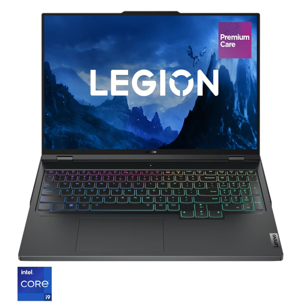  Laptop gaming Lenovo Legion Pro 7 16IRX8H, 16", WQXGA, Intel Core i9-13900HX, 32GB RAM, 2 x 1TB SSD, GeForce RTX 4080, Windows 11 Pro, Onyx Grey 