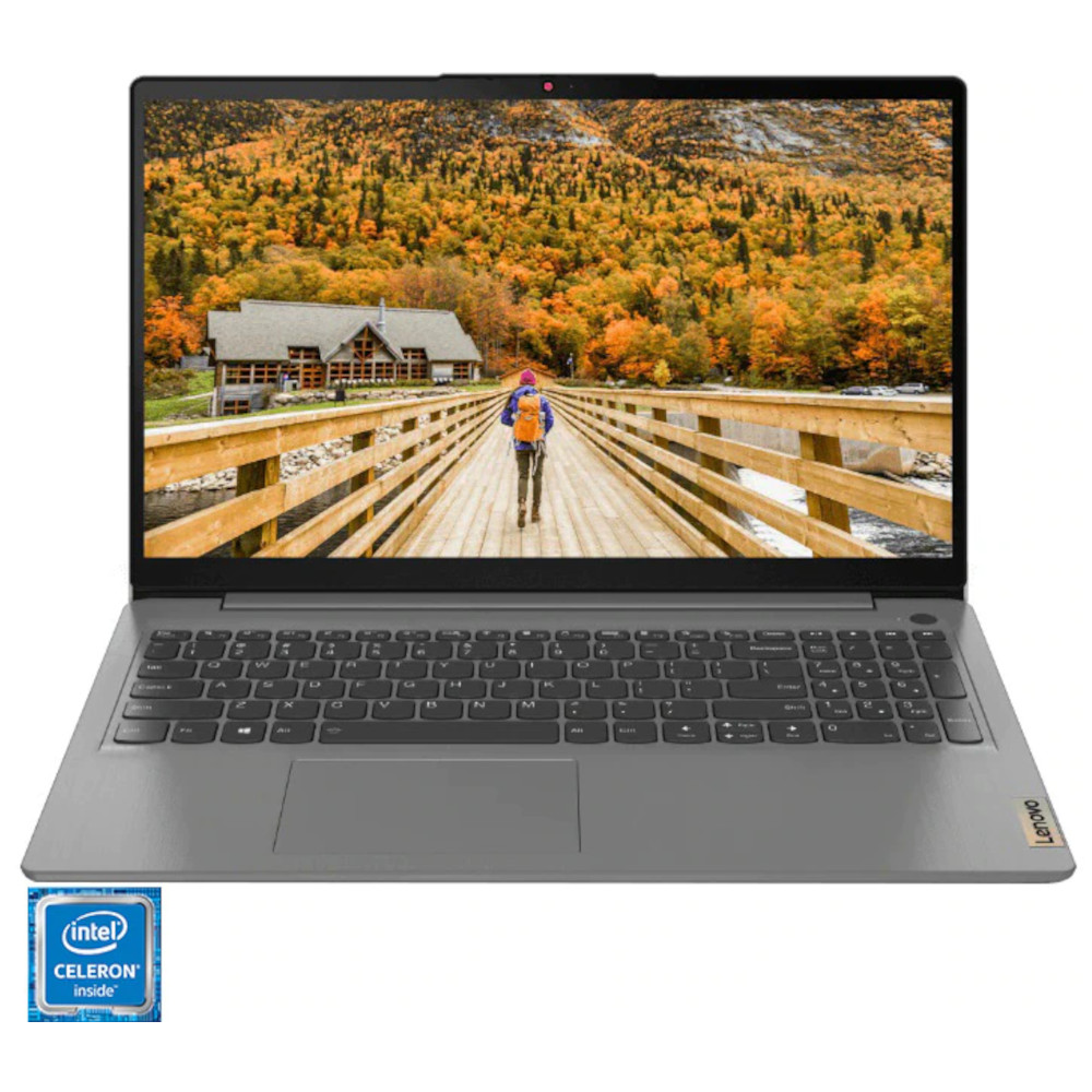  Laptop Lenovo IdeaPad 3 15ITL6, Intel Celeron 6305, 15.6inch, Full HD, IPS, 4GB, 128GB SSD, Intel UHD Graphics, Free DOS, Arctic Grey 
