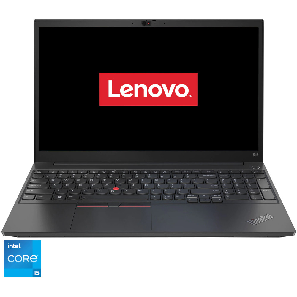  Laptop Lenovo ThinkPad E15 Gen 2, Intel Core i5-1135G7, 15.6", Full HD, 16GB, 512GB SSD, NVIDIA GeForce MX450 2GB, Free DOS, Negru 