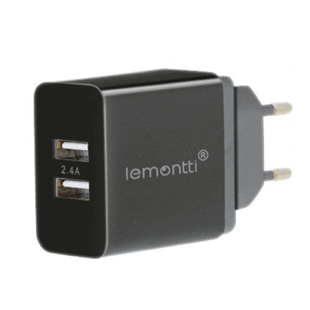  Incarcator retea Lemontti LIR2UN24A, Dual USB, Negru 