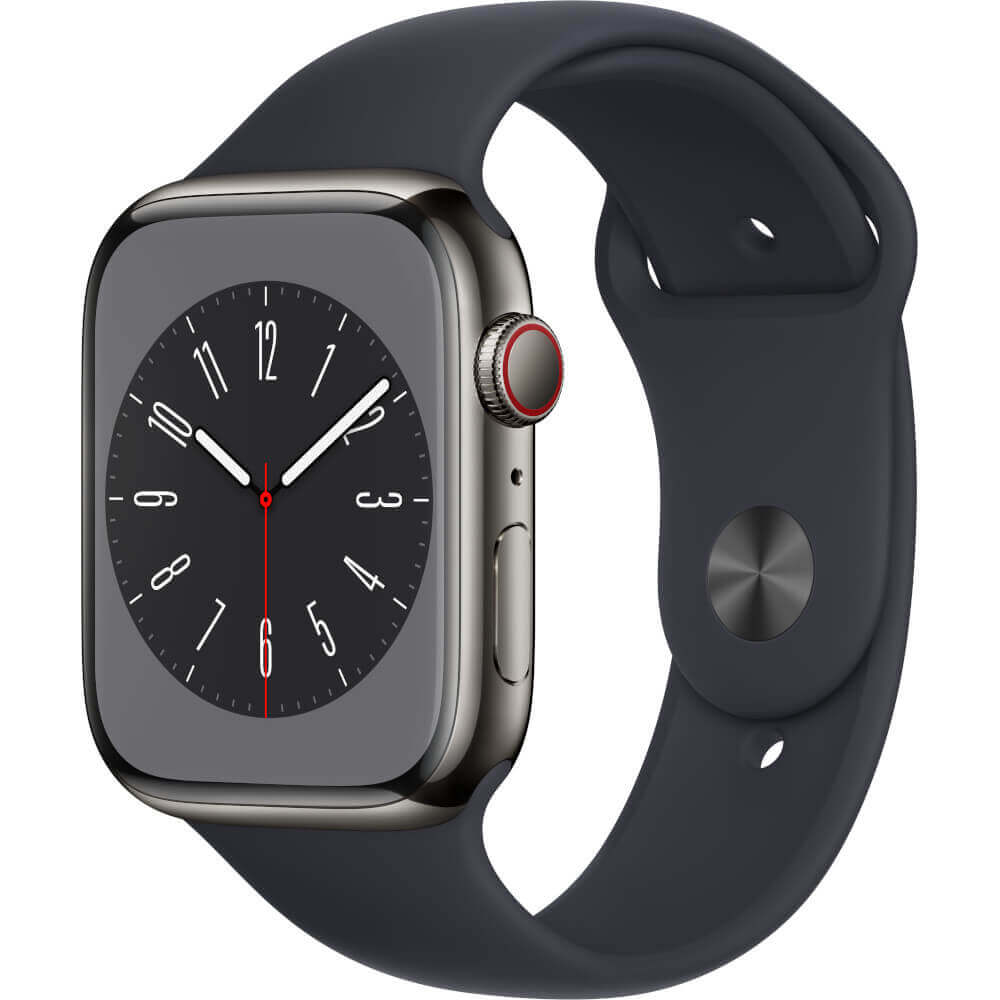 Apple Watch Series 8 Gps + Cellular, 45mm, Graphite Stainless Steel Case, Midnight Sport Band