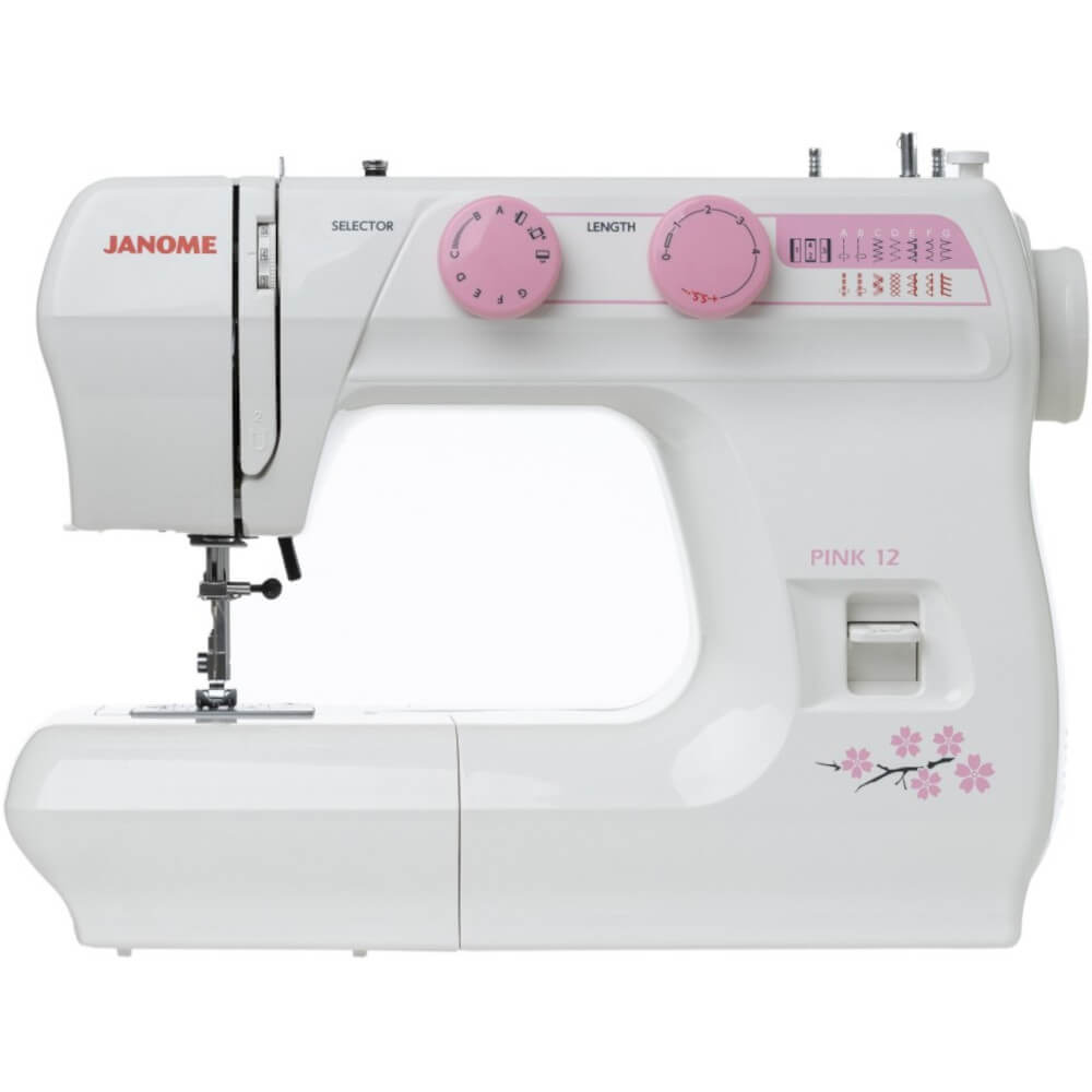  Masina de cusut electromecanica JANOME PINK12, 14 Programe, 860 Imp/Min, 60 W, Alb/Roz 