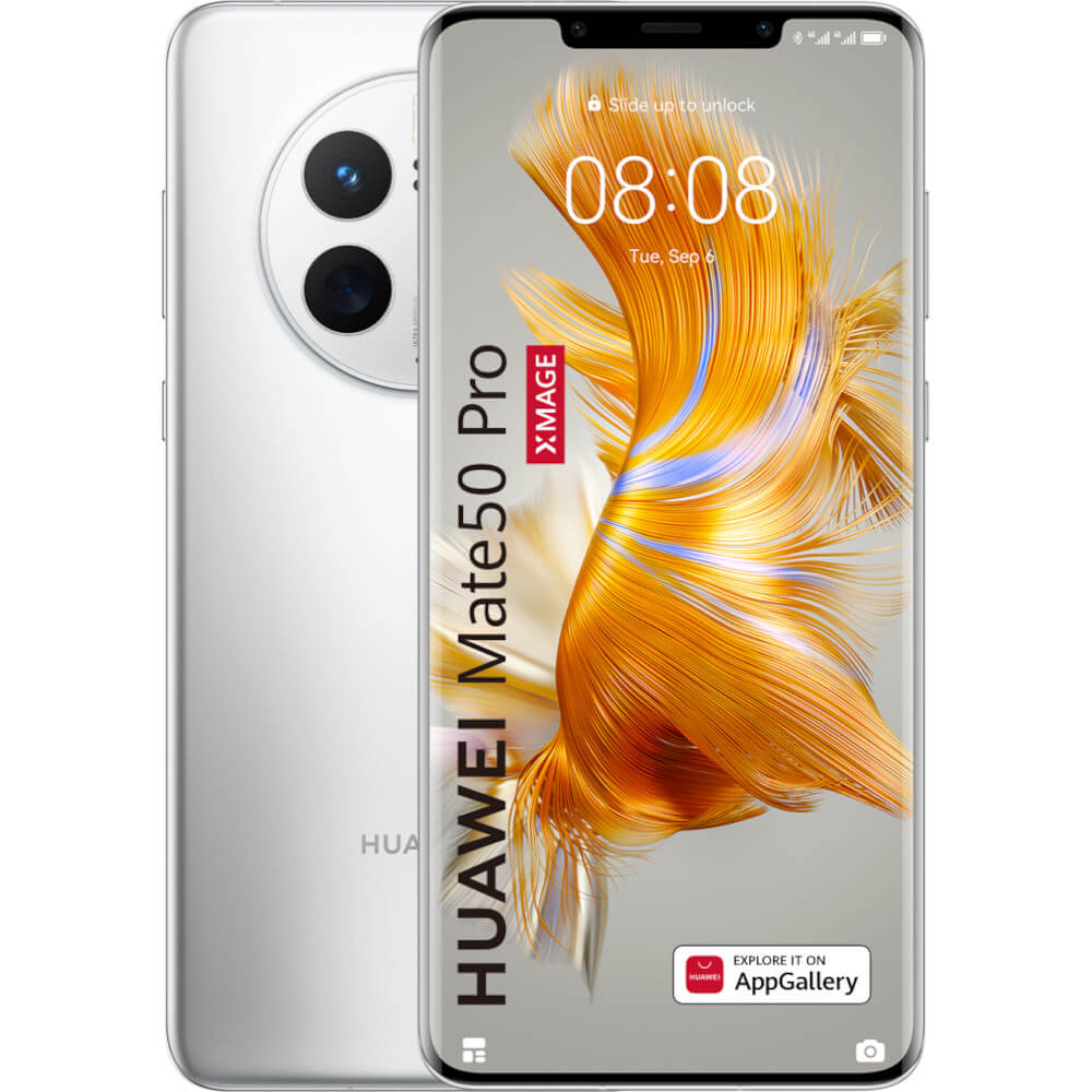 Telefon mobil Huawei Mate 50 Pro, 256GB, 8GB RAM, Argintiu