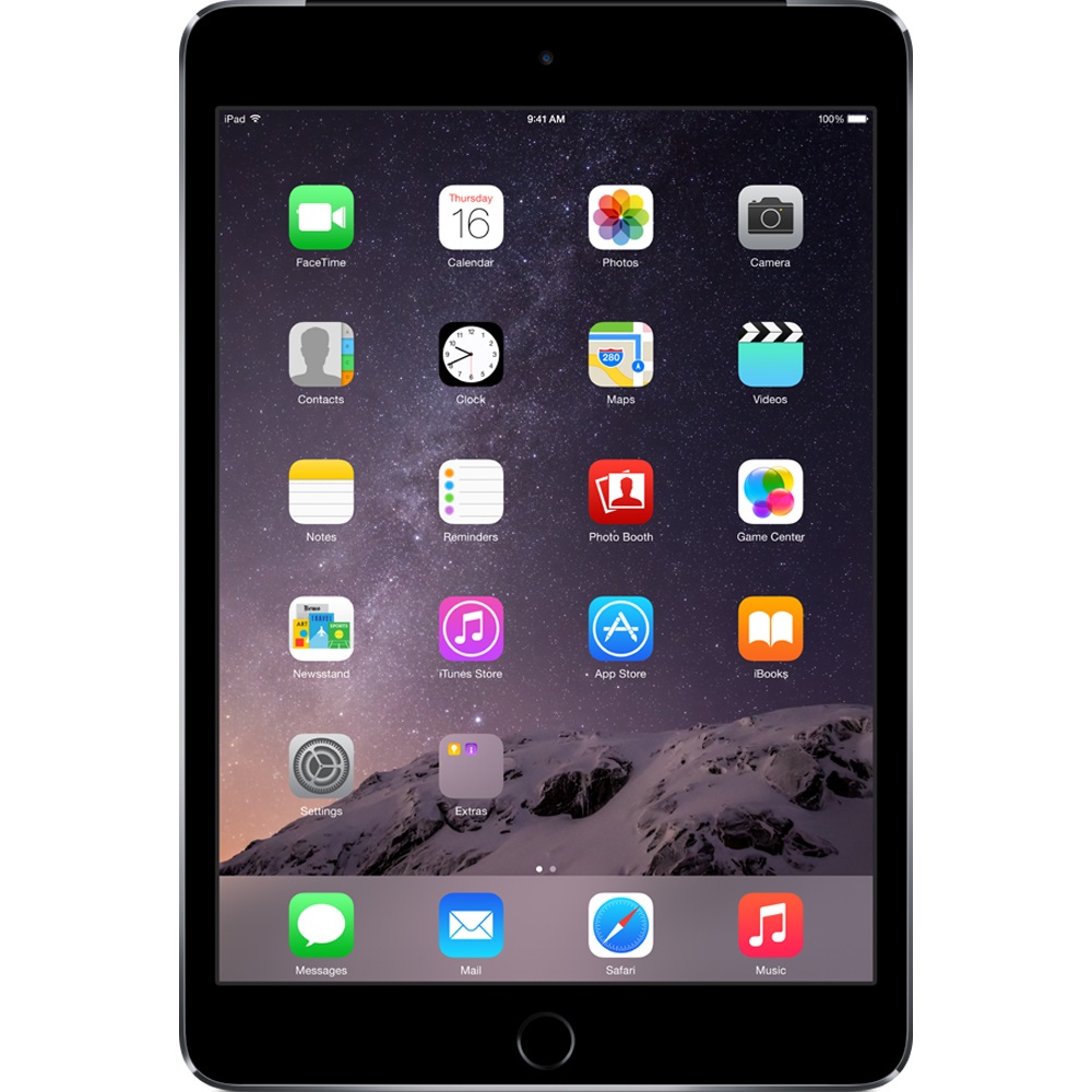  Apple iPad mini 3 Cellular, 7.9", 16GB, Dual-Core A7, Space Gray 