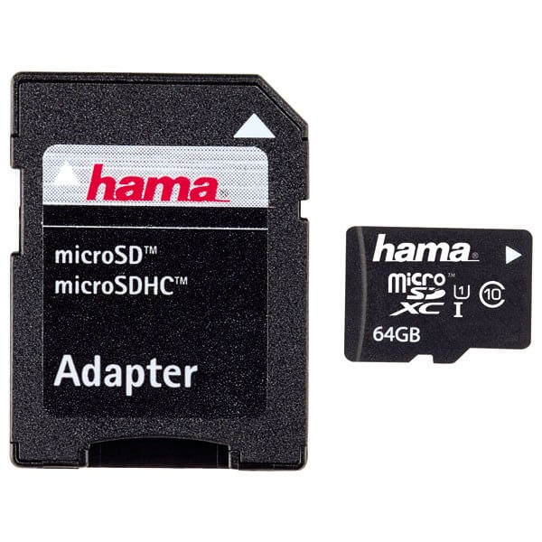  Card memorie Micro-SDXC Hama 64GB, Clasa 10 + Adaptor 
