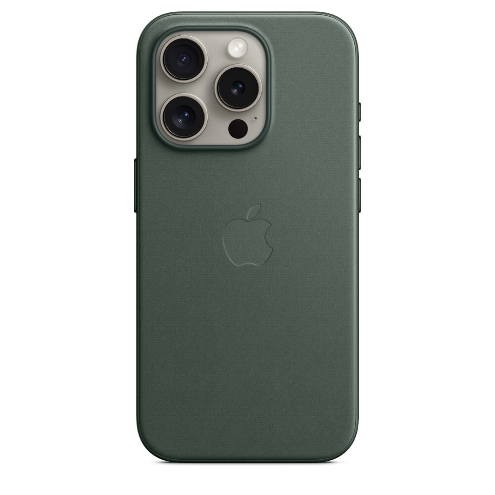 Husa de protectie Apple FineWoven Case with MagSafe pentru iPhone 15 Pro, Evergreen
