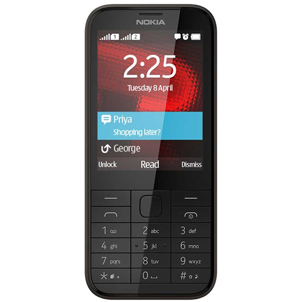  Telefon mobil Nokia 225, Dual SIM, Negru 