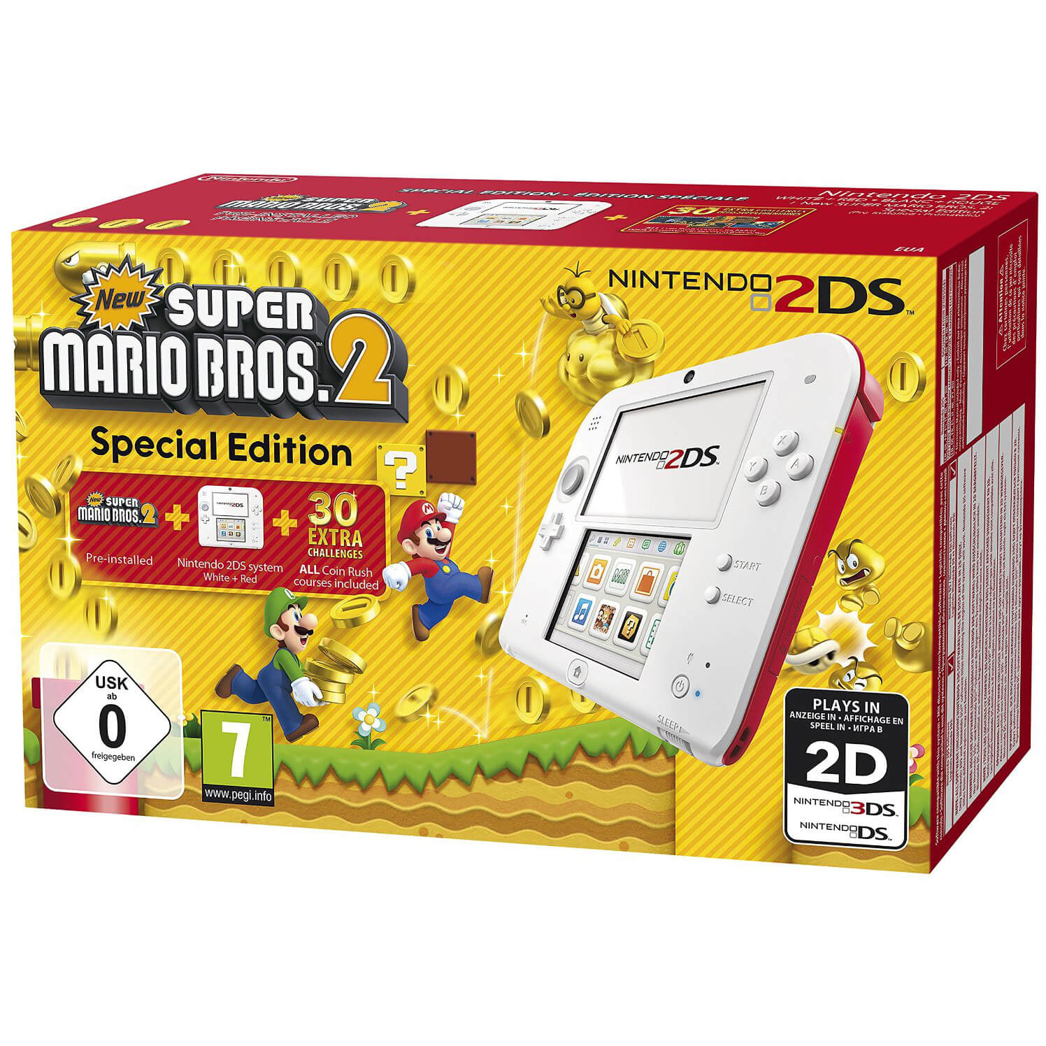 Consola Nintendo 2Ds, Super Mario Bros. 2 Special Edition, Alb/Rosu
