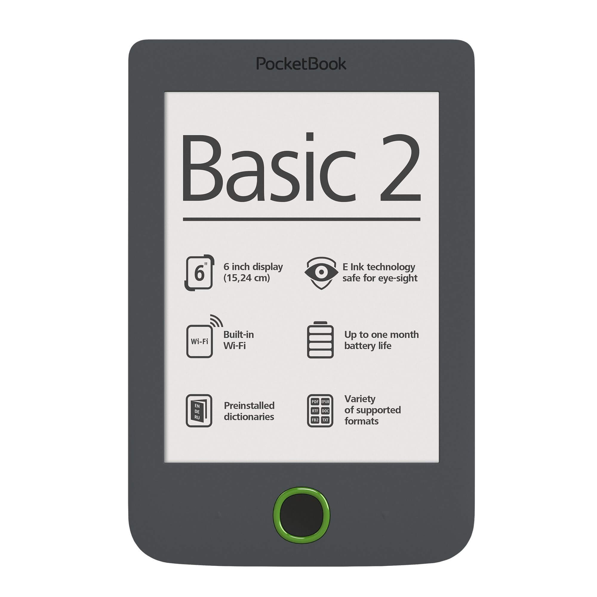  E-Book Reader Pocketbook Basic 2 PB 614, 6 inch, 4GB, Gri 